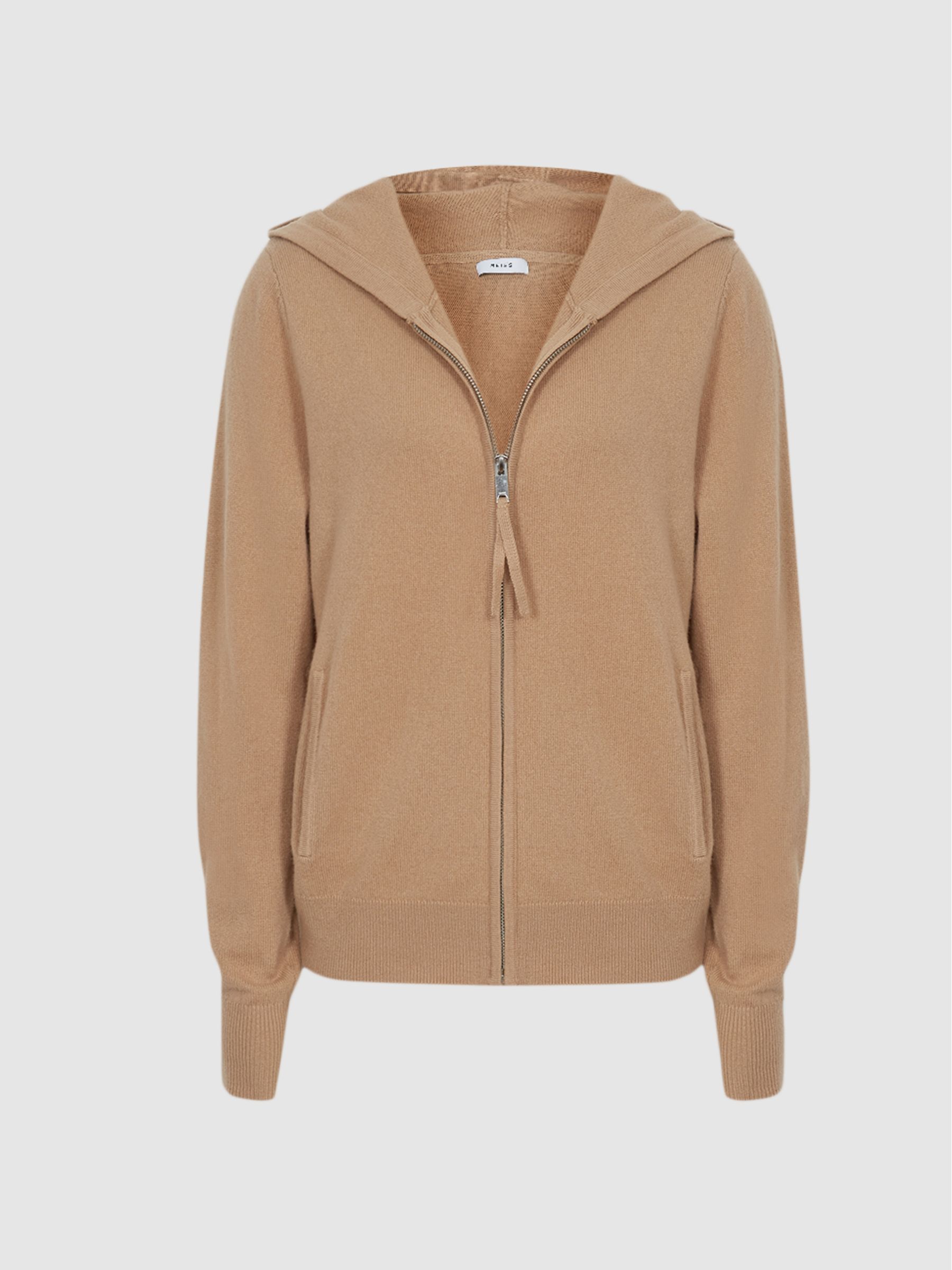 Reiss Wool Cashmere Blend Hoodie in Camel - REISS