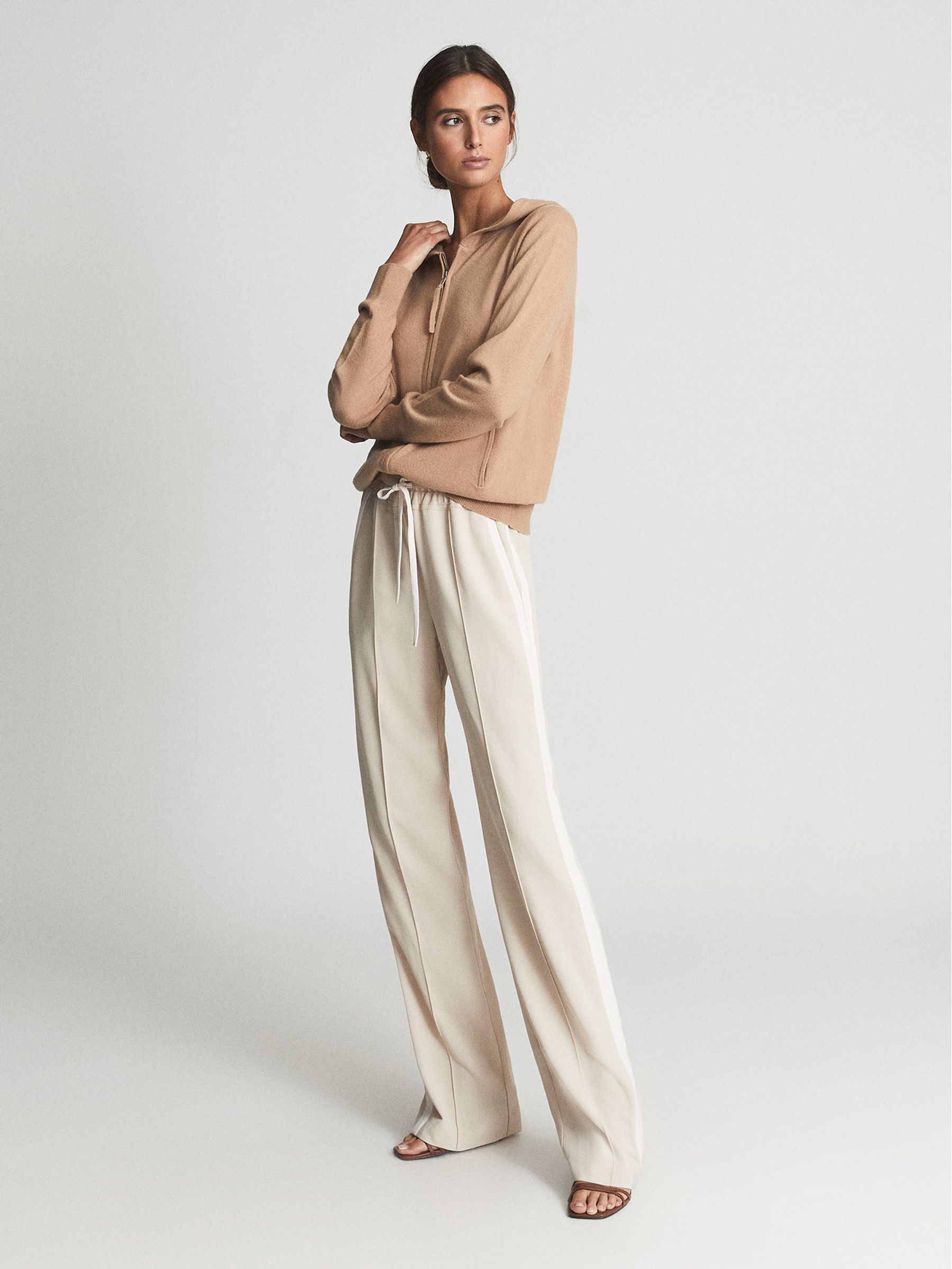 Wool Cashmere Blend Hoodie in Camel - Image 3 of 6