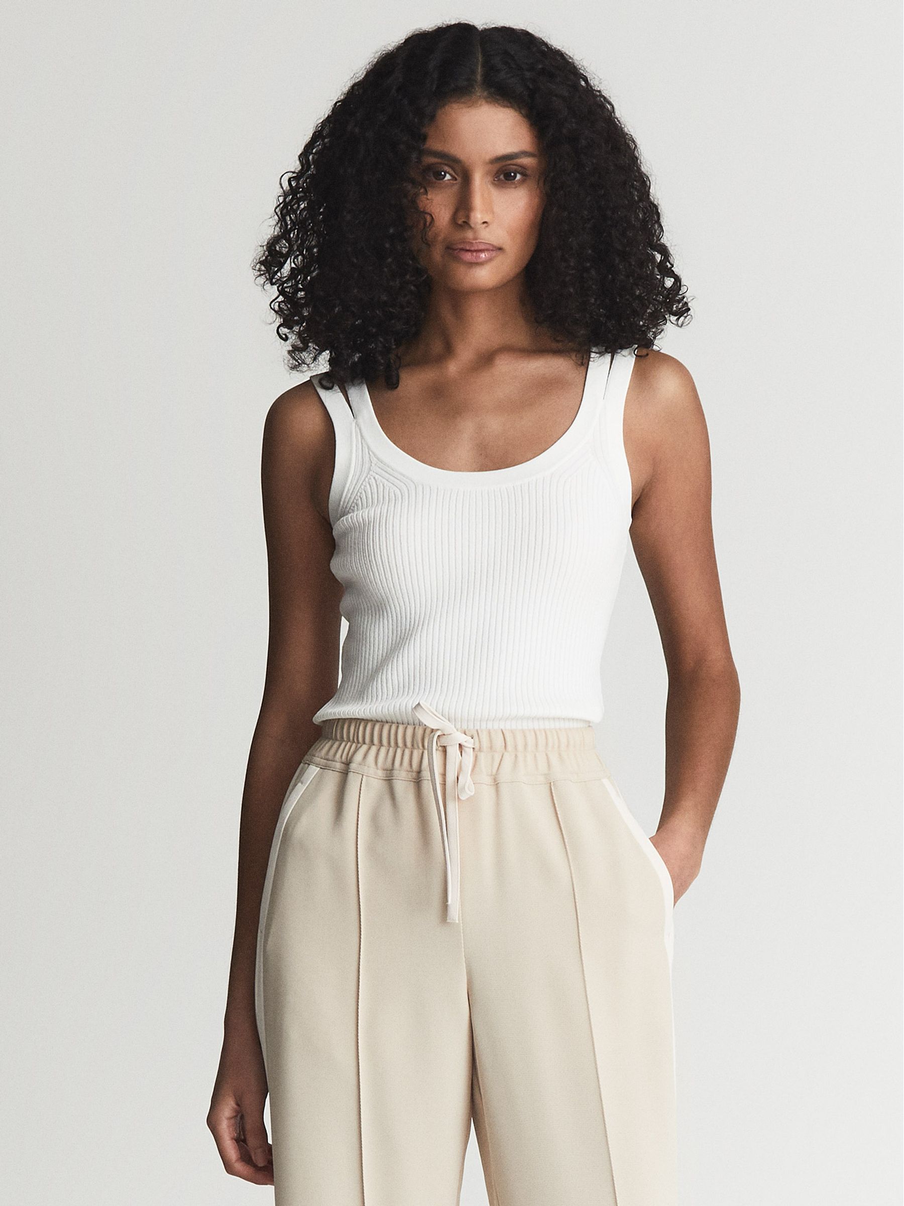 Reiss Double Strap Knitted Vest in White - REISS