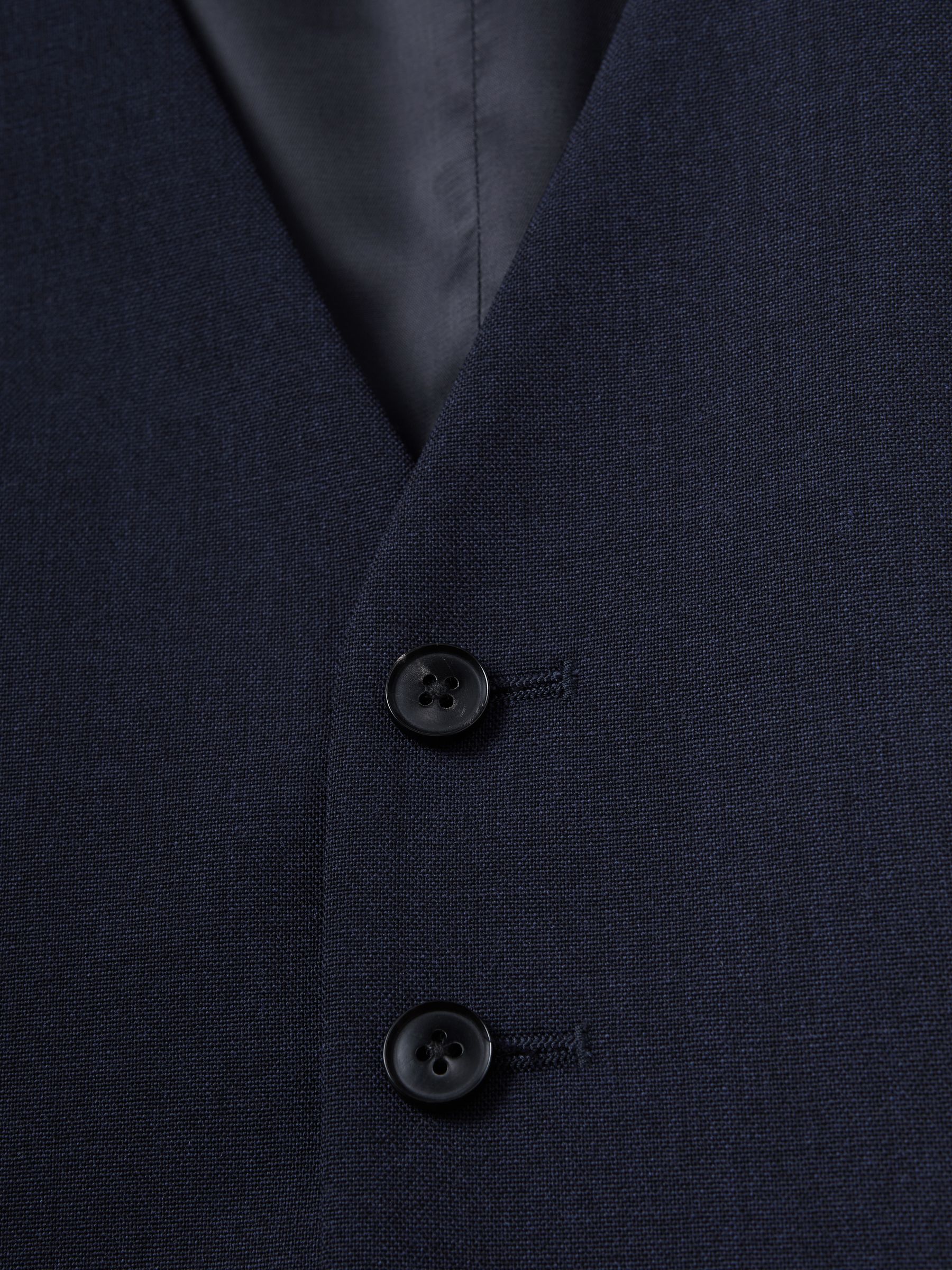 Classic Slim Fit Wool Horseshoe Waistcoat in Navy - Image 6 of 6