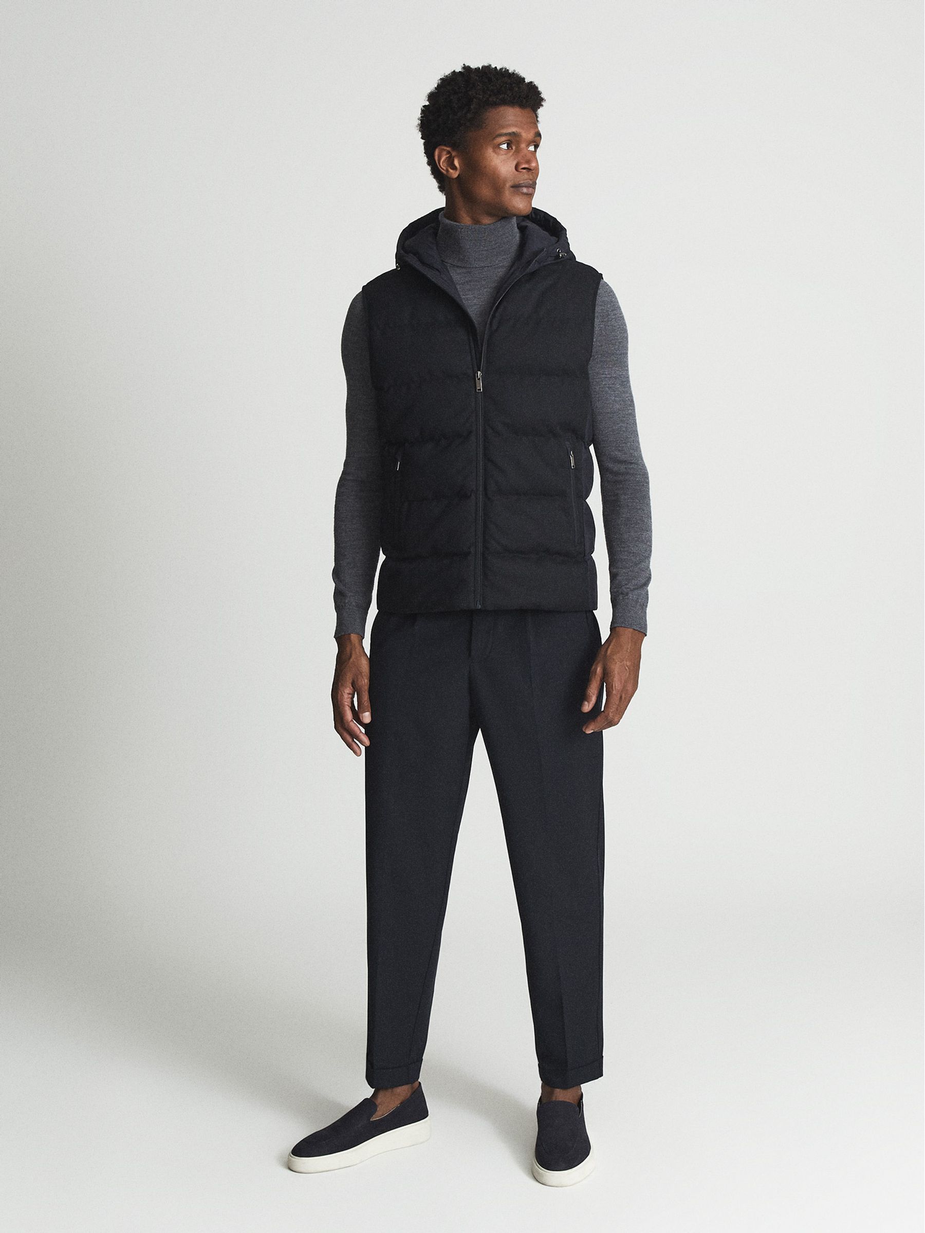 Hooded Hybrid Gilet in Navy - Image 3 of 6