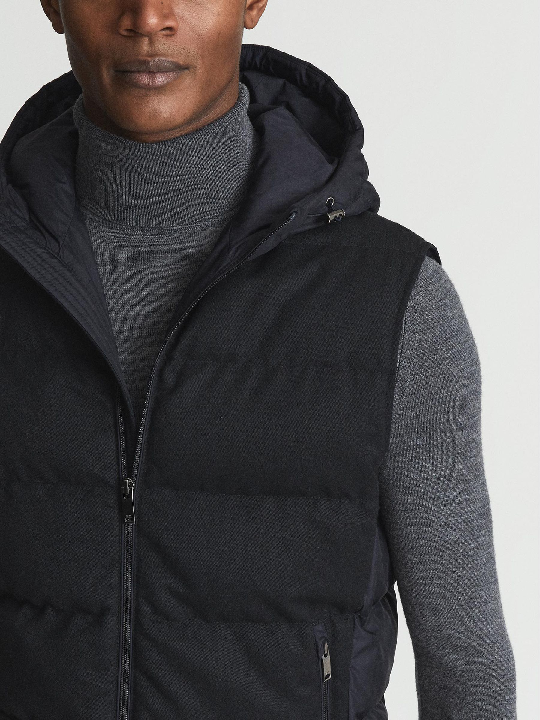 Hooded Hybrid Gilet in Navy - Image 4 of 6