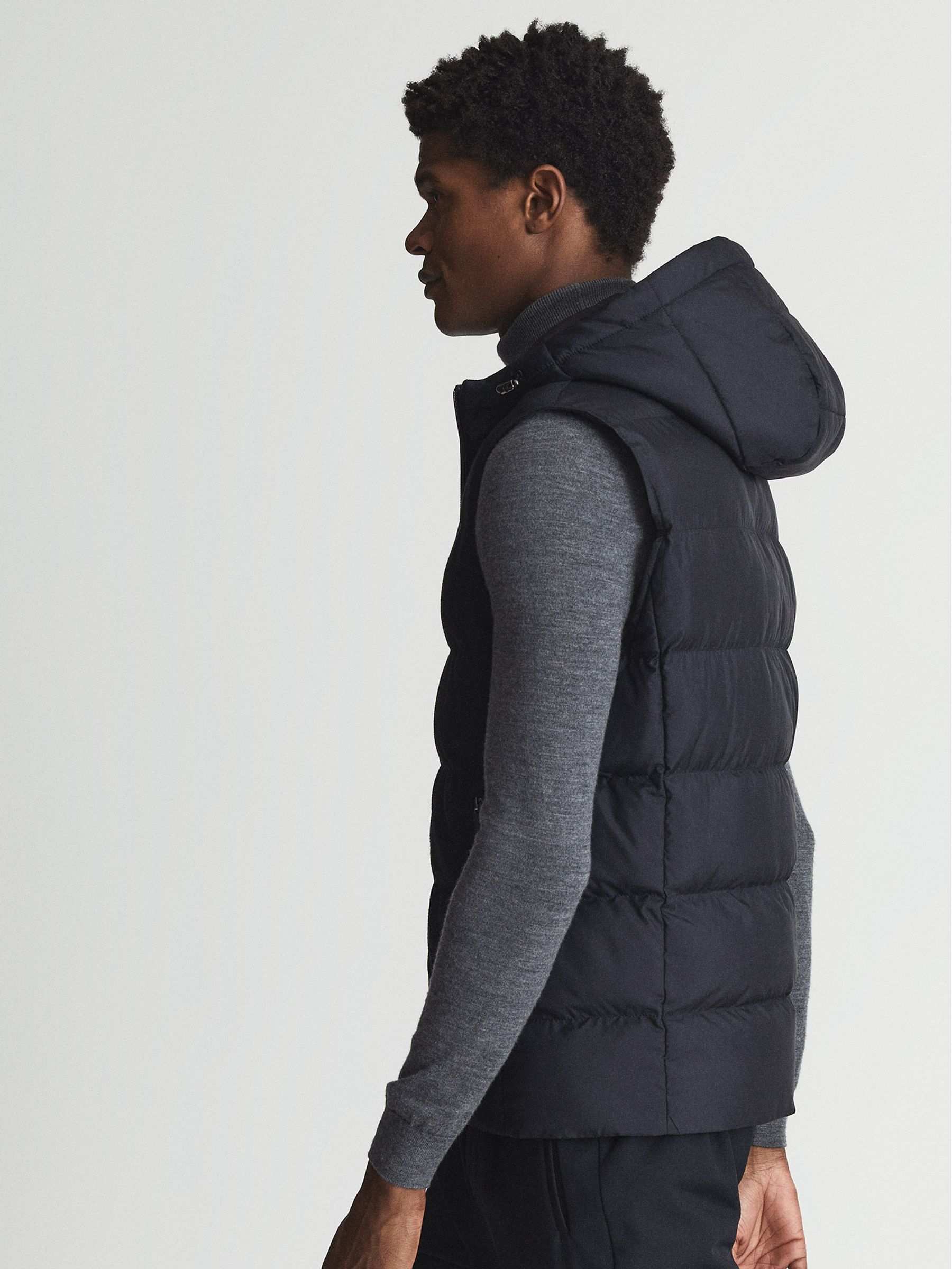 Hooded Hybrid Gilet in Navy - Image 6 of 6