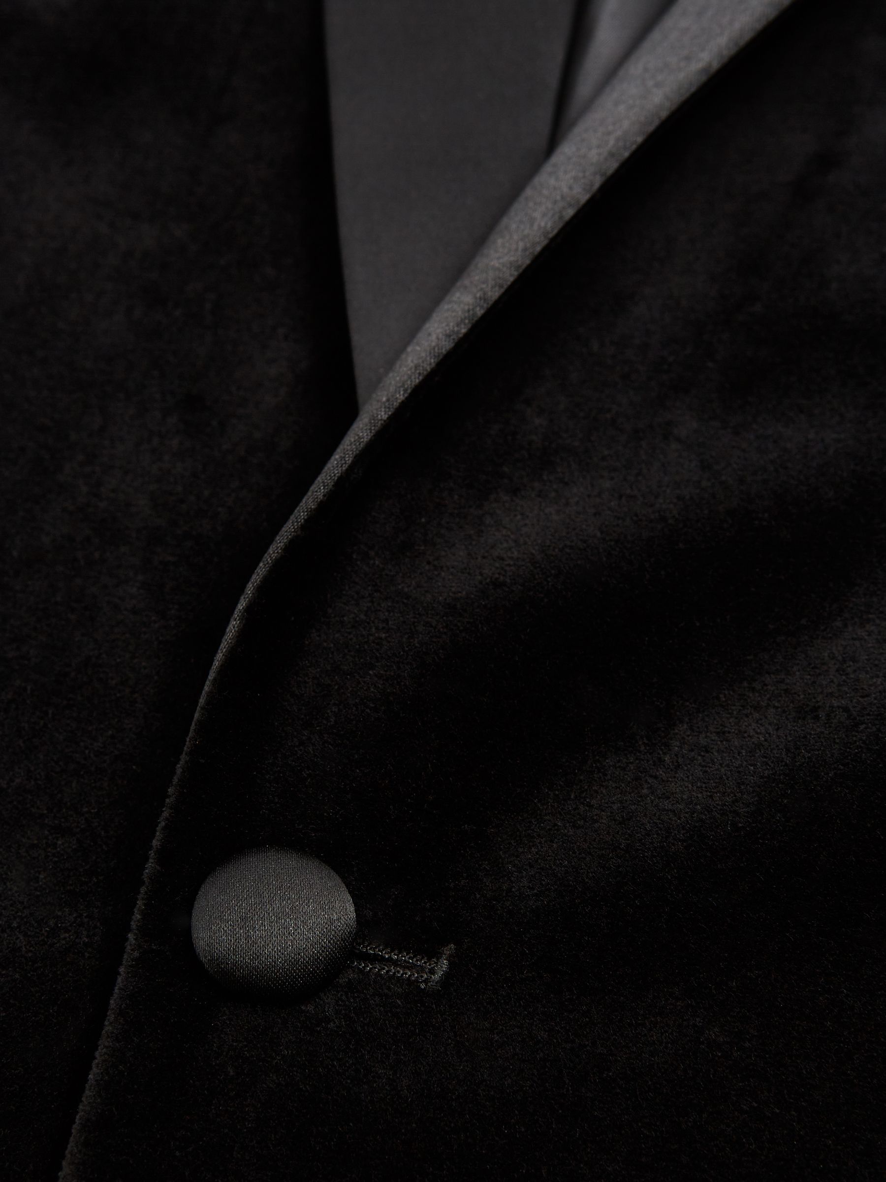 Velvet Single Breasted Slim Fit Jacket in Black - Image 10 of 10
