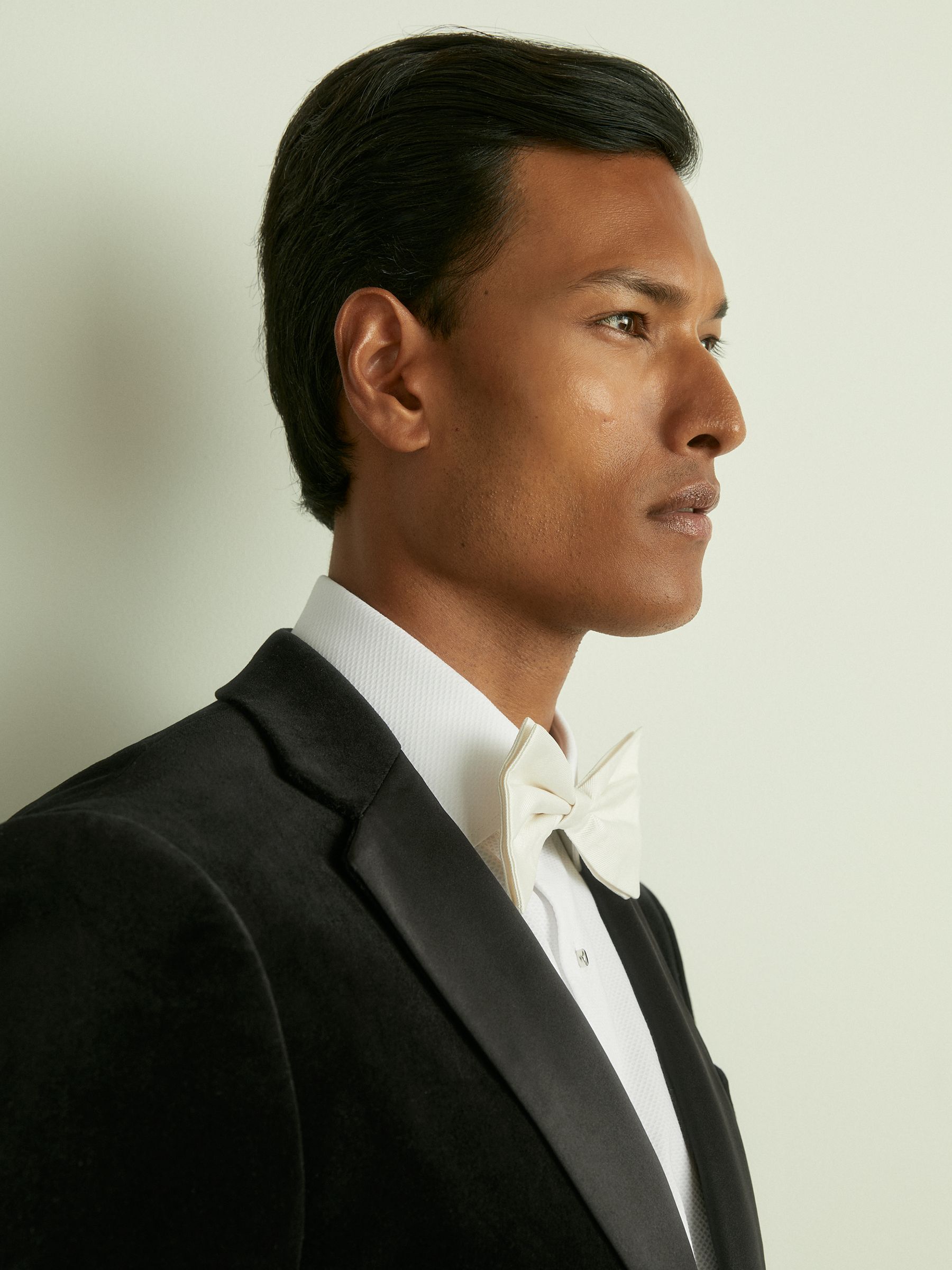 Velvet Single Breasted Slim Fit Jacket in Black - Image 5 of 10