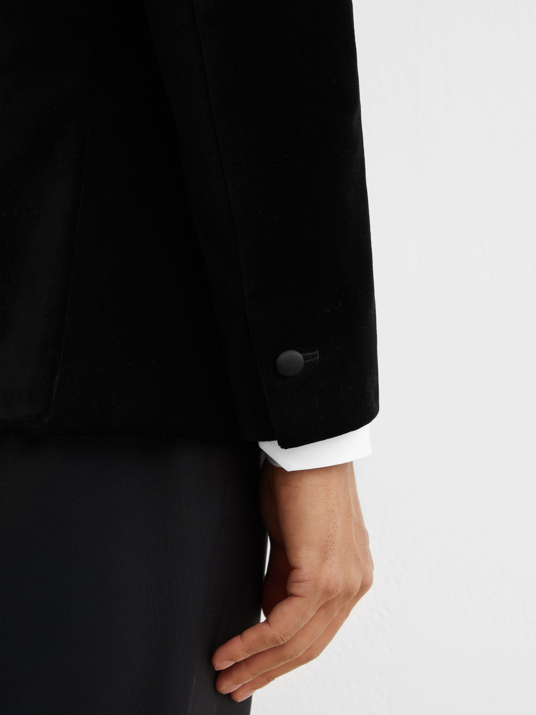 Classic Fit Velvet Single-Breasted Blazer in Black - image 2