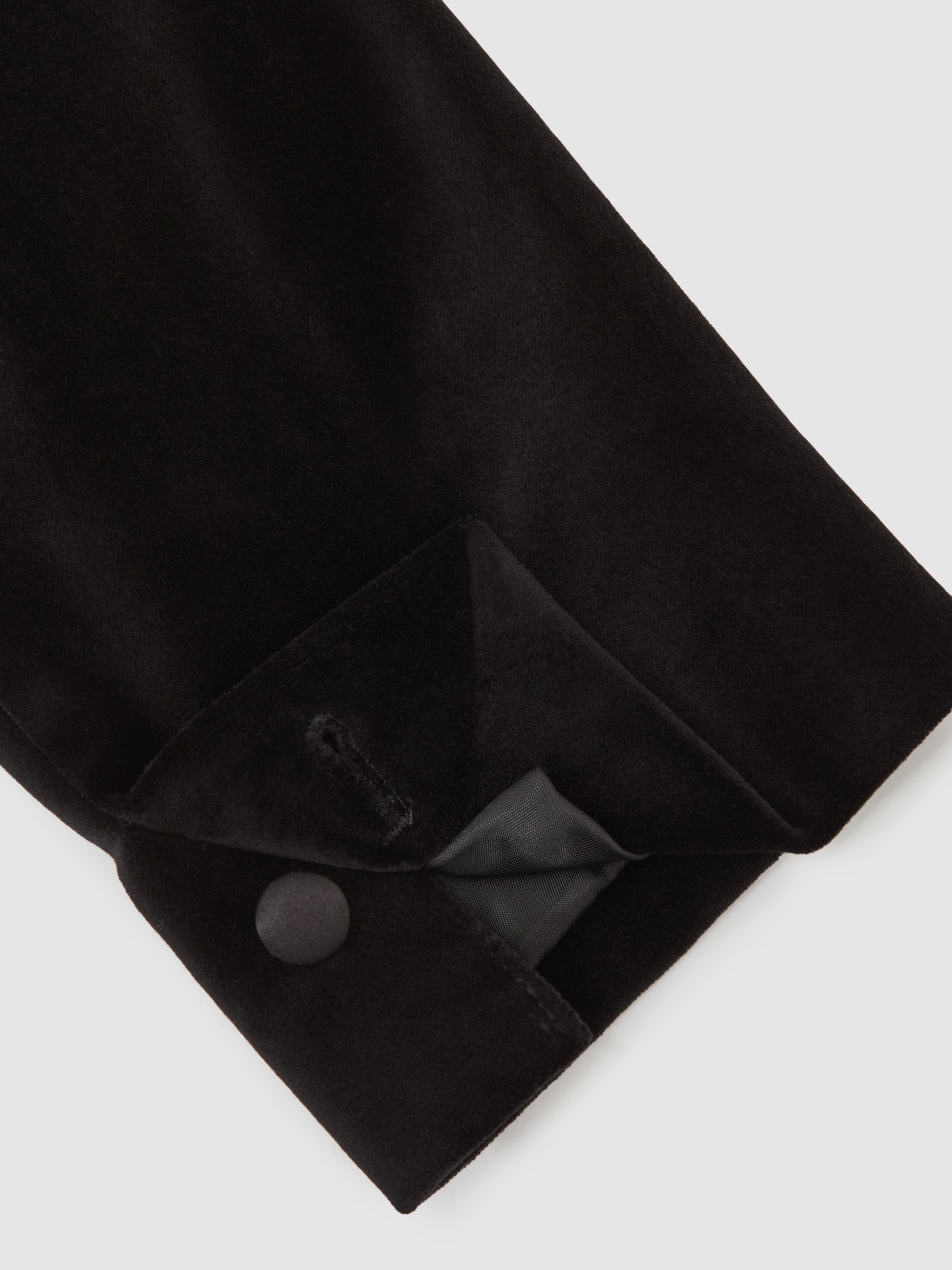 Classic Fit Velvet Single-Breasted Blazer in Black - image 3