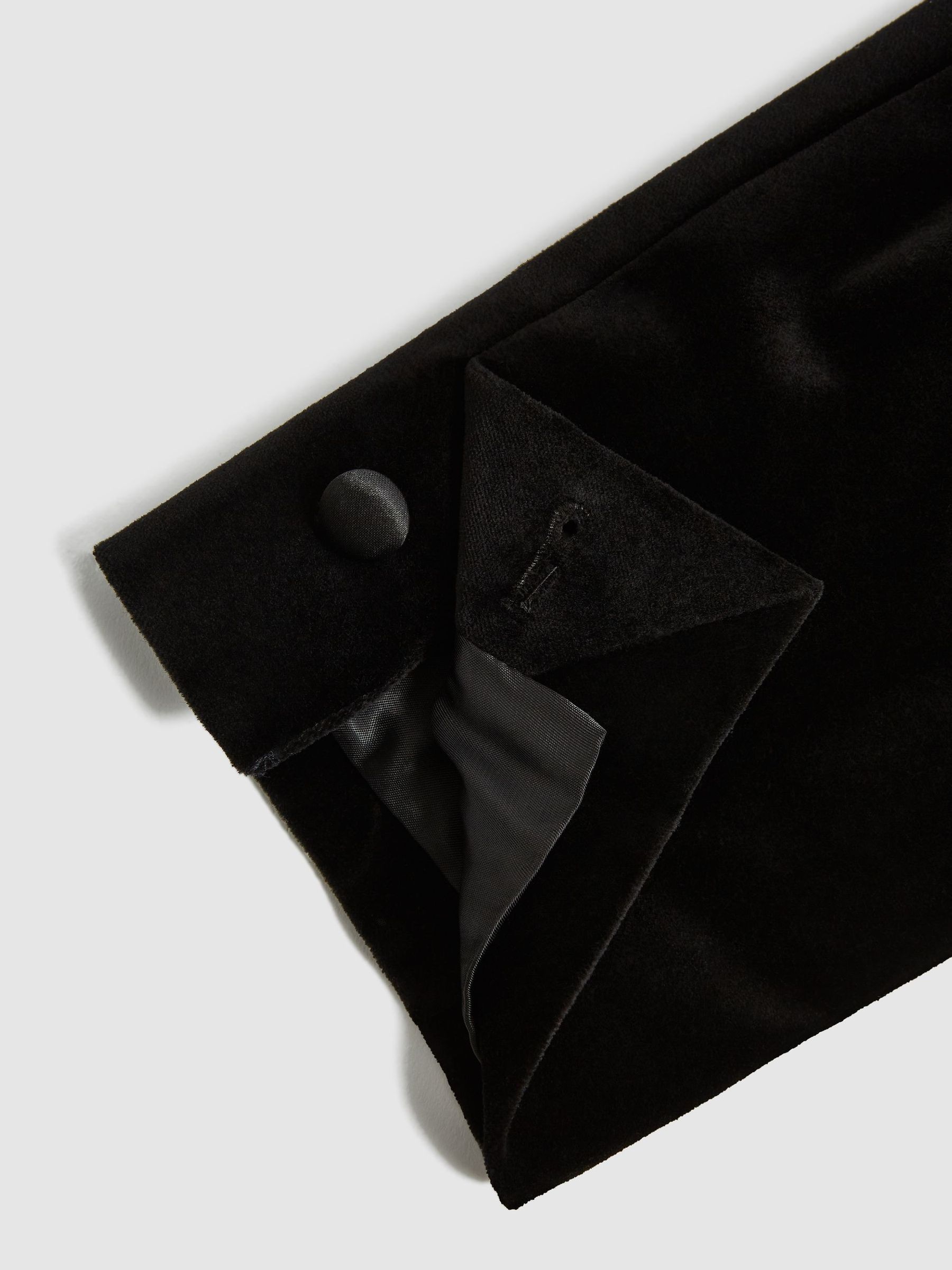 Velvet Single Breasted Slim Fit Jacket in Black - Image 9 of 10