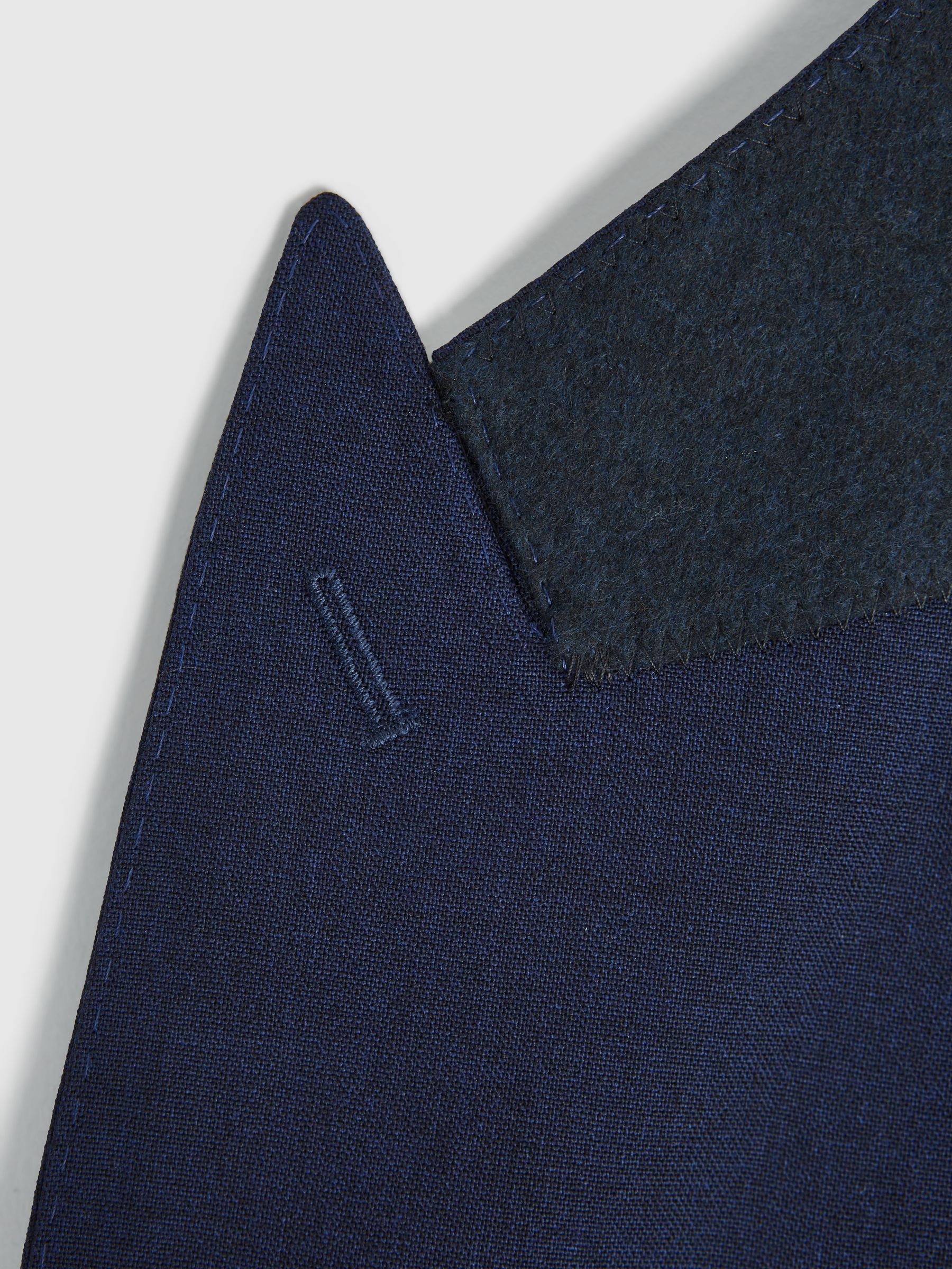 Slim Fit Wool Single Breasted Blazer in Navy - Image 5 of 5
