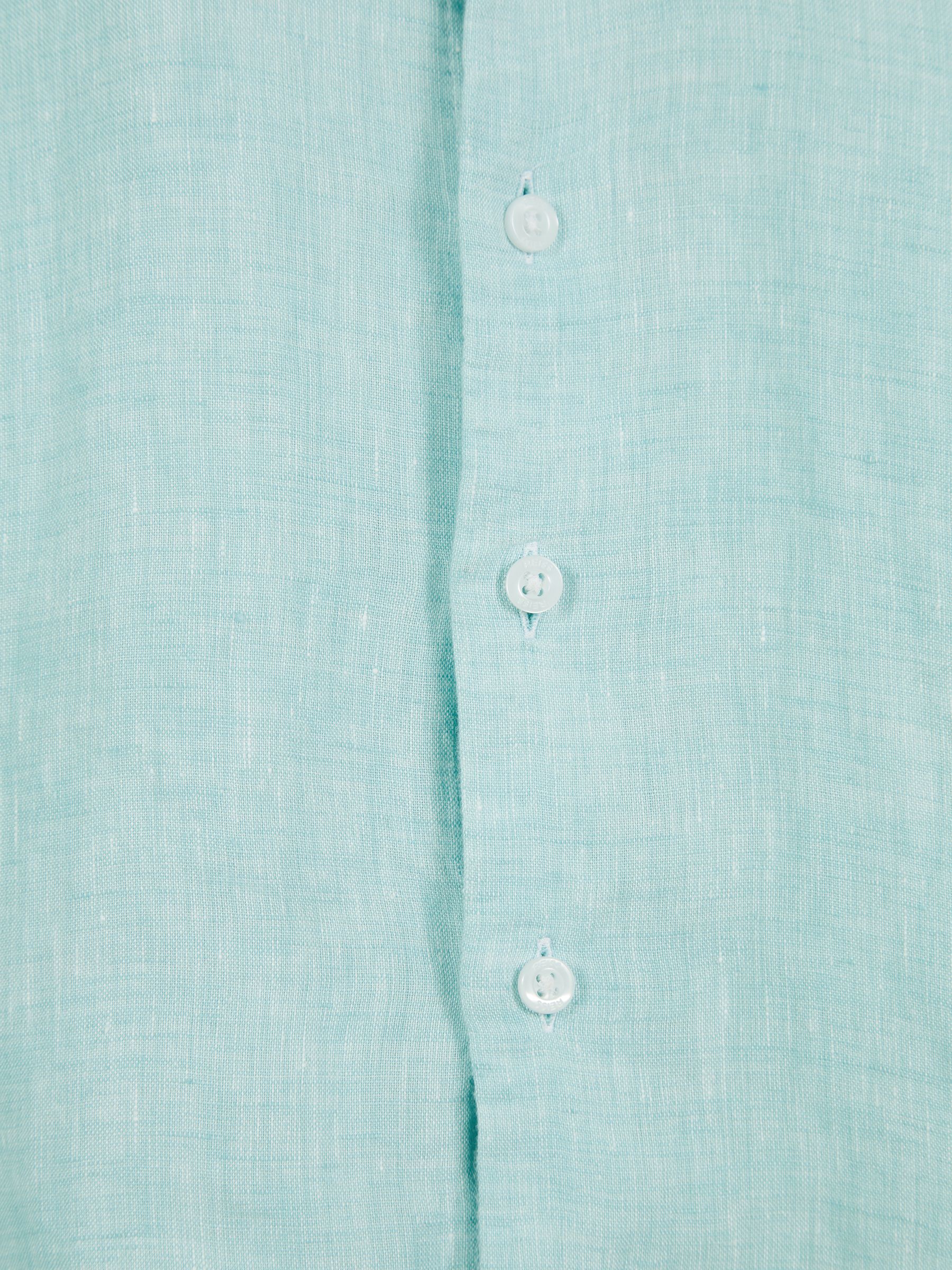 Long Sleeve Linen Shirt in Aquamarine - Image 6 of 6