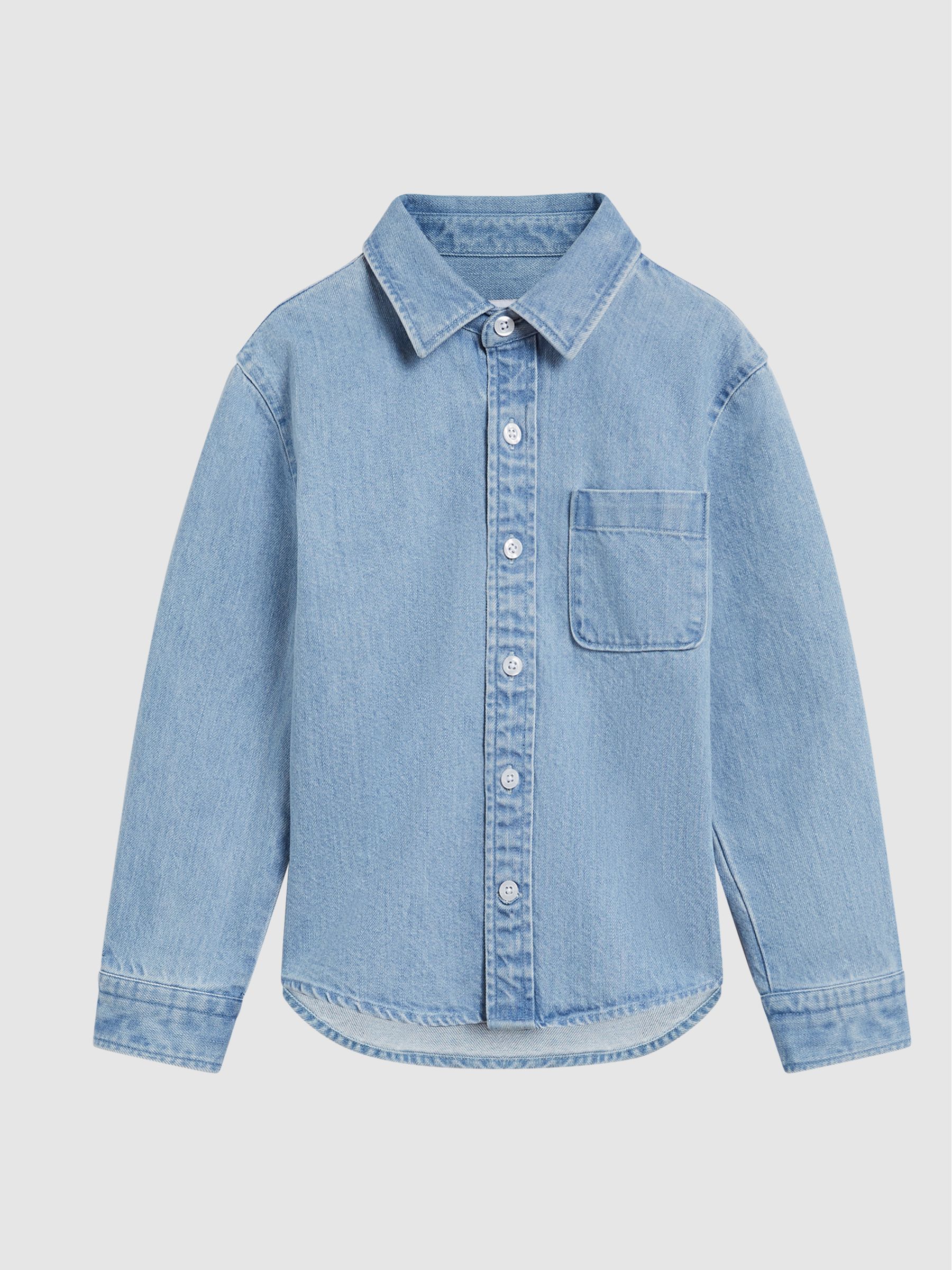 Denim Overshirt in Washed Blue - Image 2 of 6