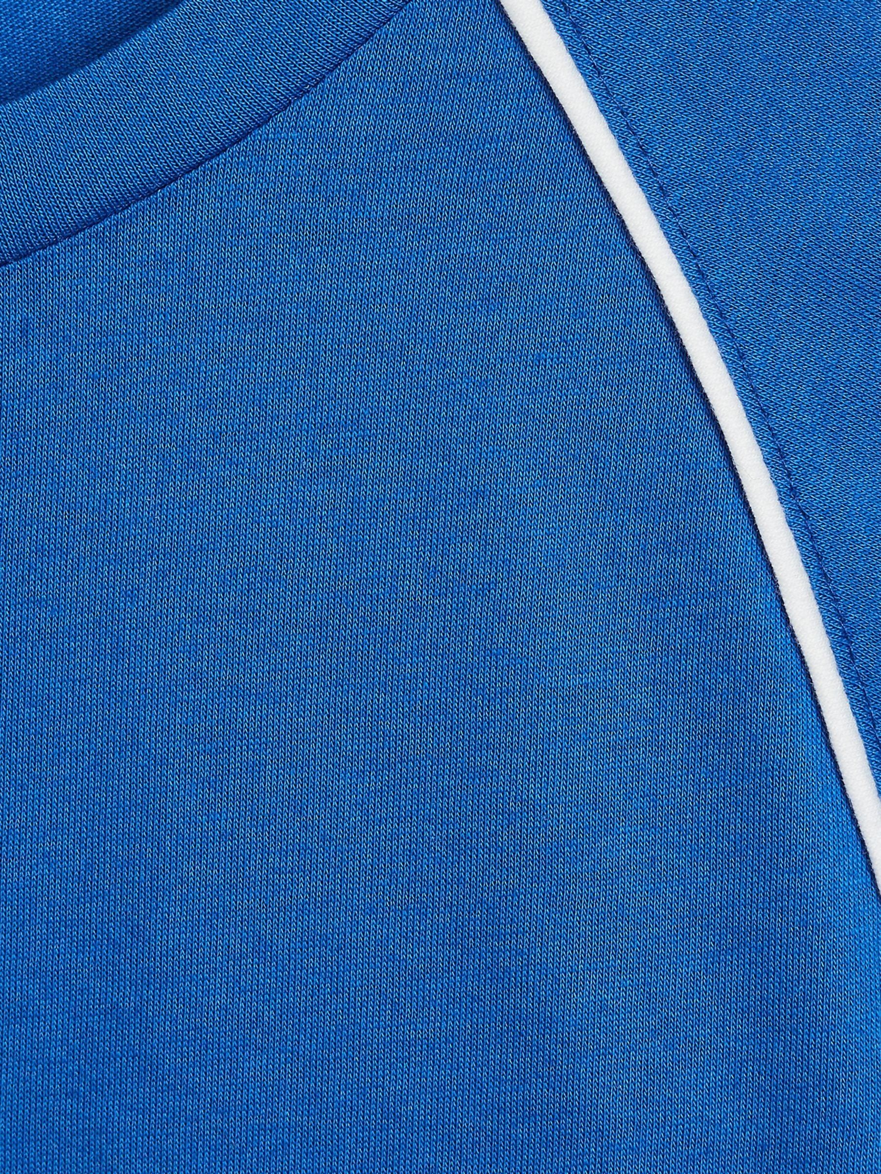 Piped Knitted Trim Crew Neck Tee in Bright Blue - Image 6 of 6