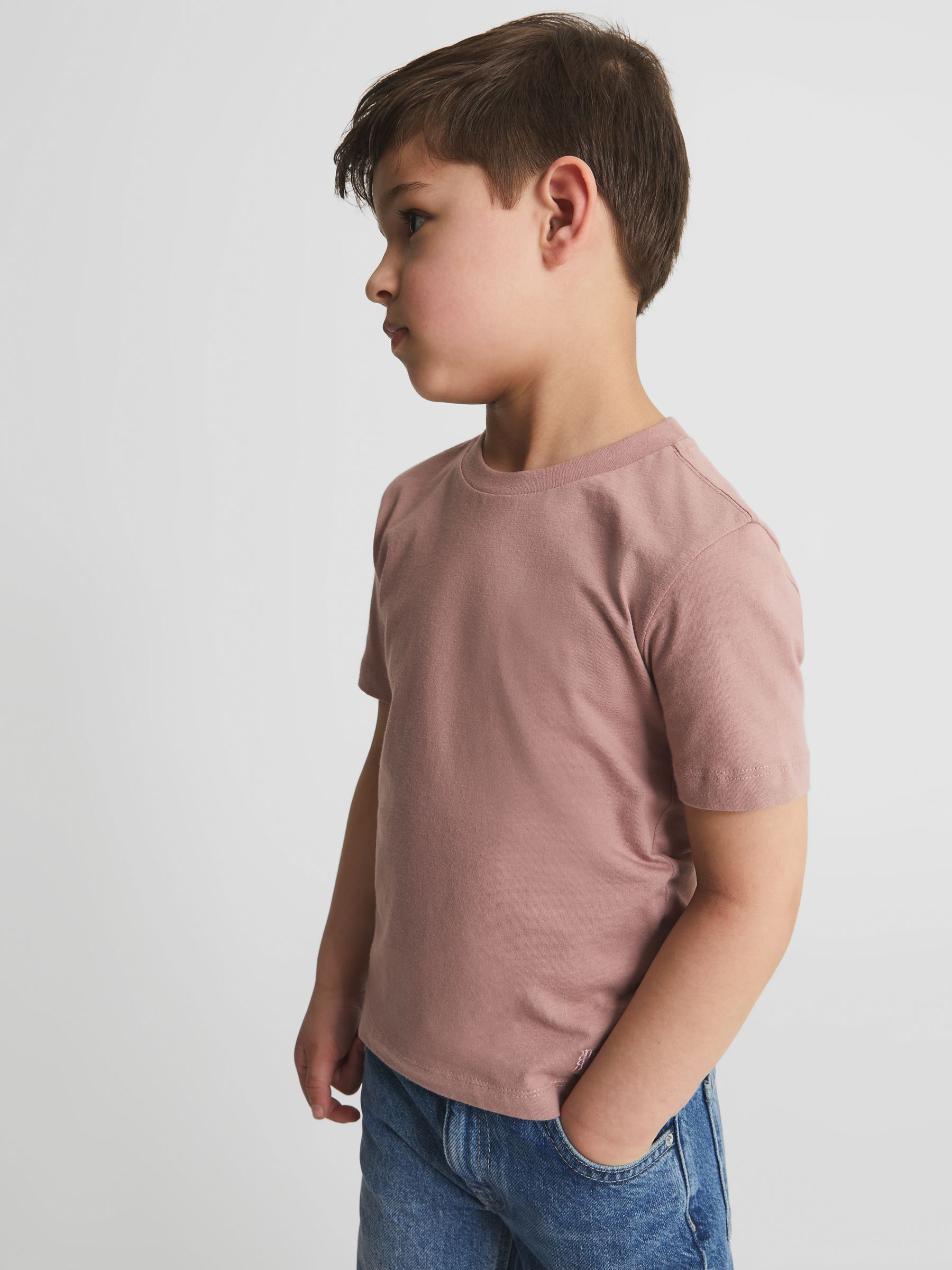 Crew Neck T-shirt in Soft Pink - Image 1 of 5