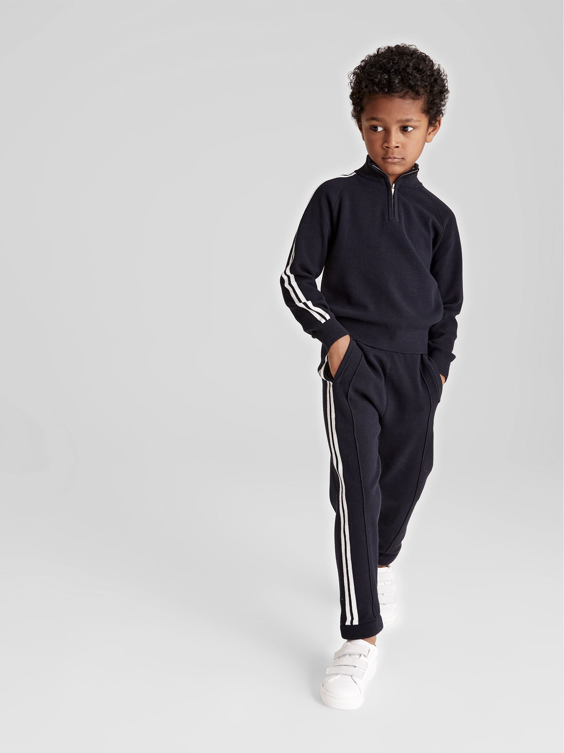 Survêtement à rayures latérales en bleu marine - Image 1 sur 6