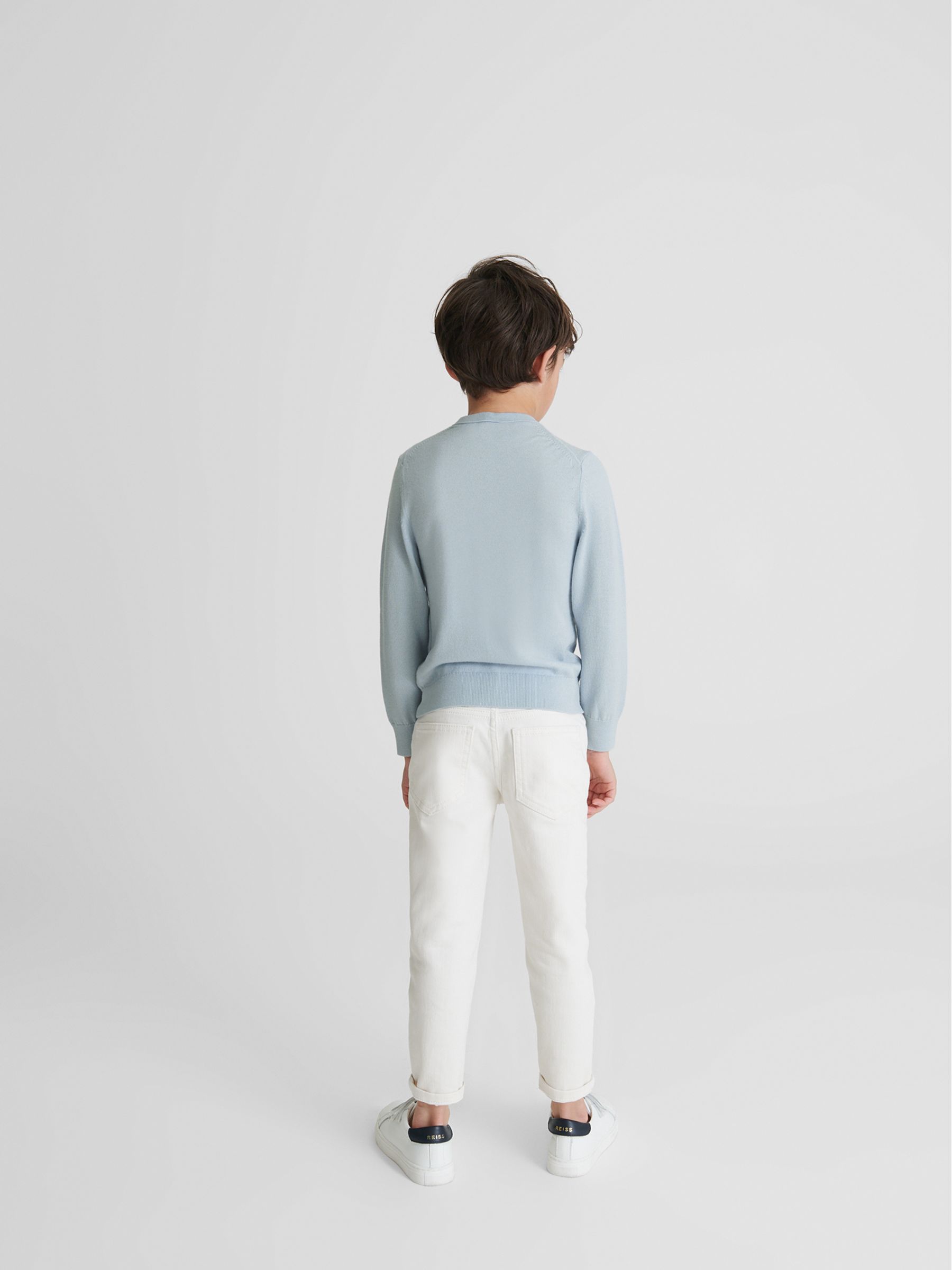 Crew Neck Knitted Jumper in Soft Blue - Image 5 of 6
