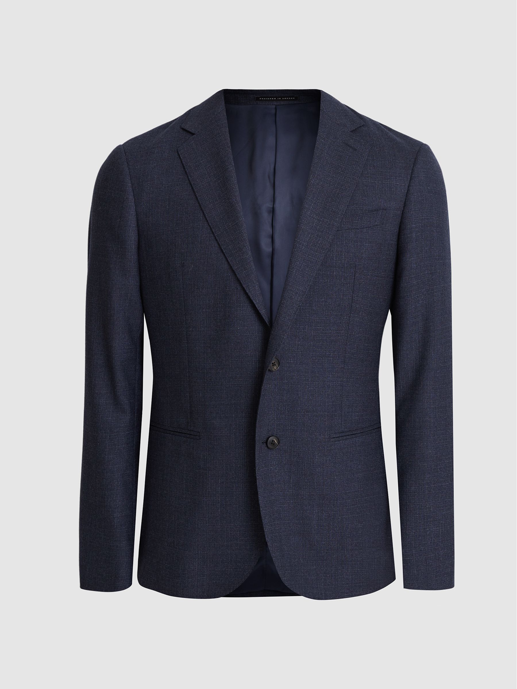 Amalfi Indigo Slim Fit Single Breasted Textured Blazer - Image 2 of 7 Amalfi Indigo Slim Fit Single Breasted Textured Blazer - Image 2 of 7