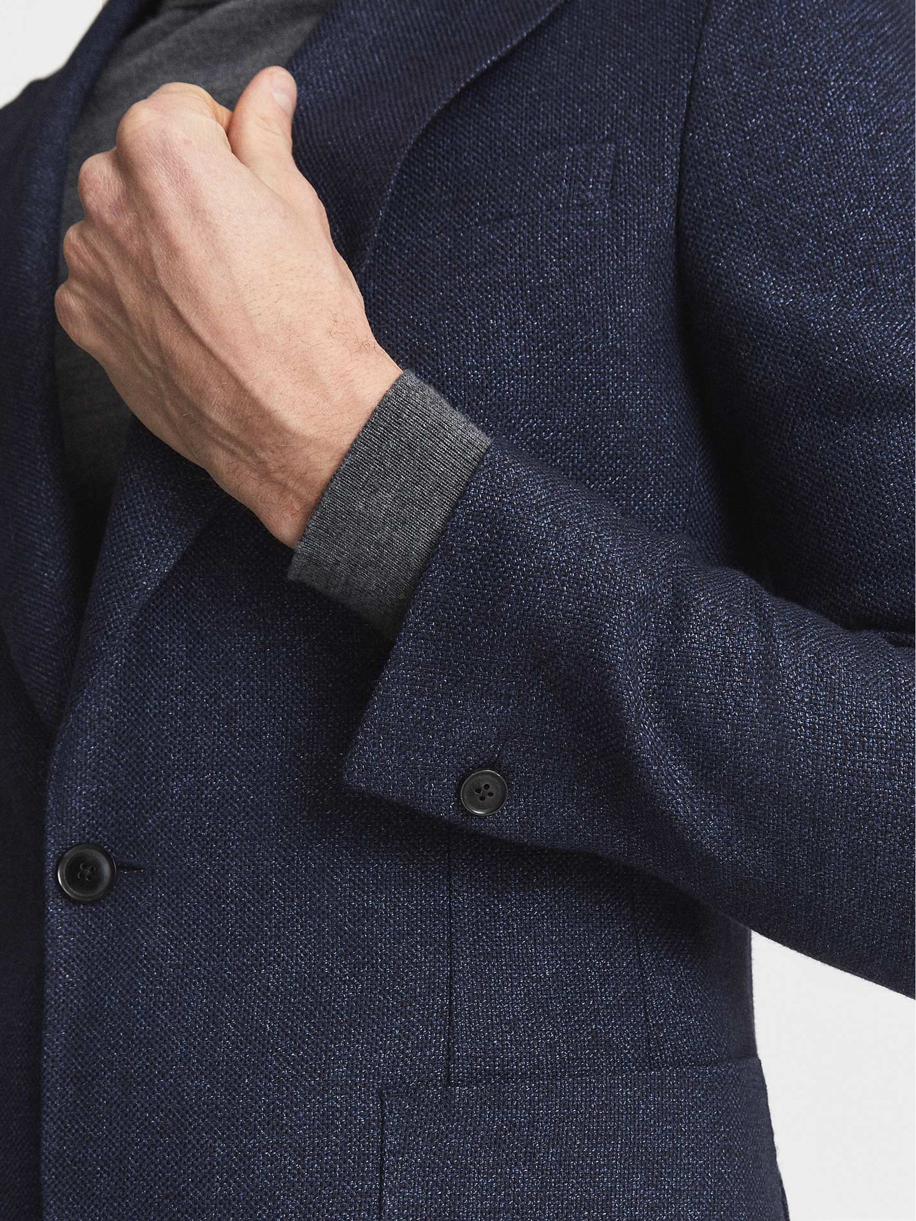 Amalfi Indigo Slim Fit Single Breasted Textured Blazer - Image 4 of 7