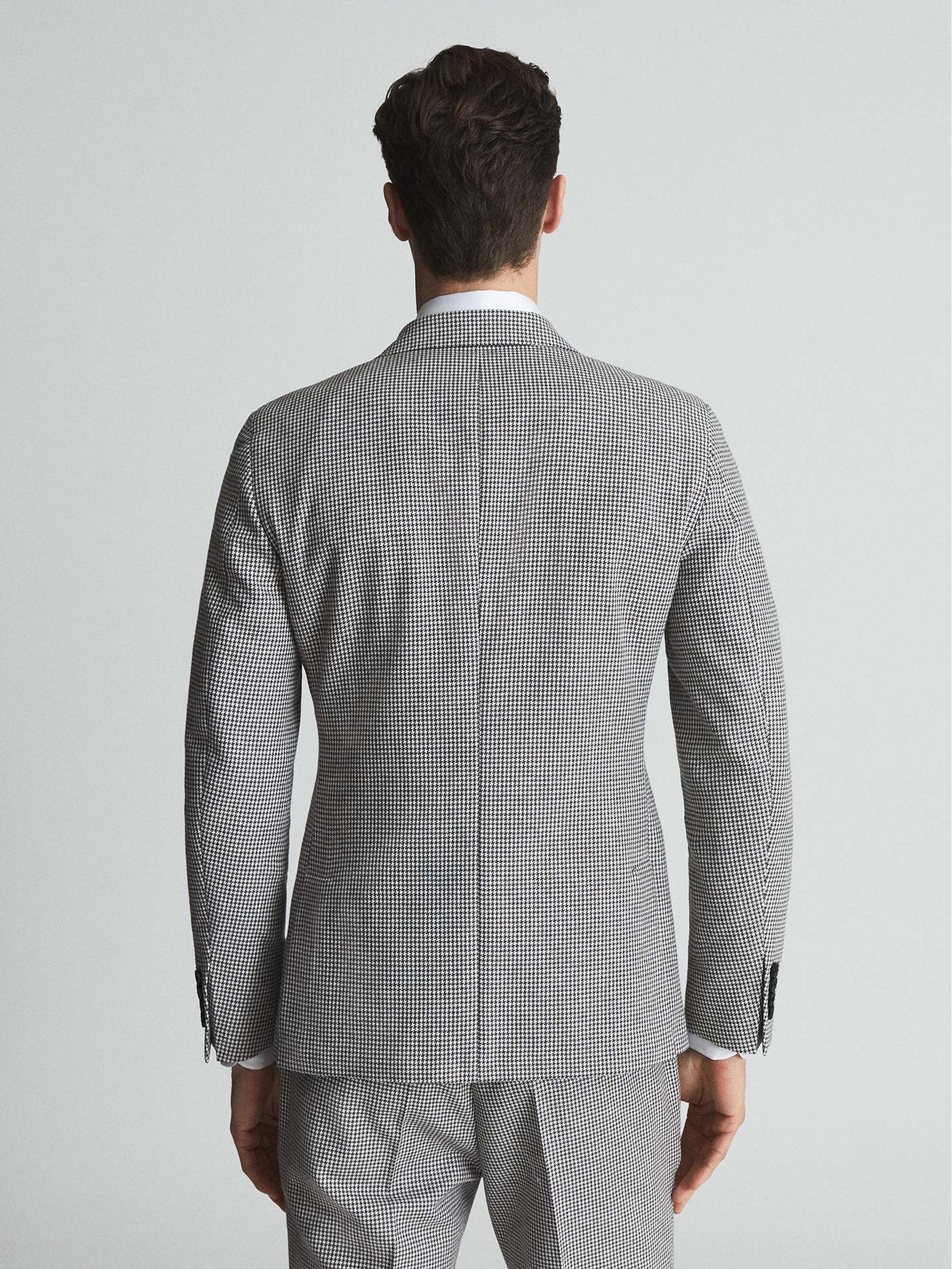Freedom Grey/Brown Slim Fit Puppytooth Single Breasted Blazer - Image 5 of 6