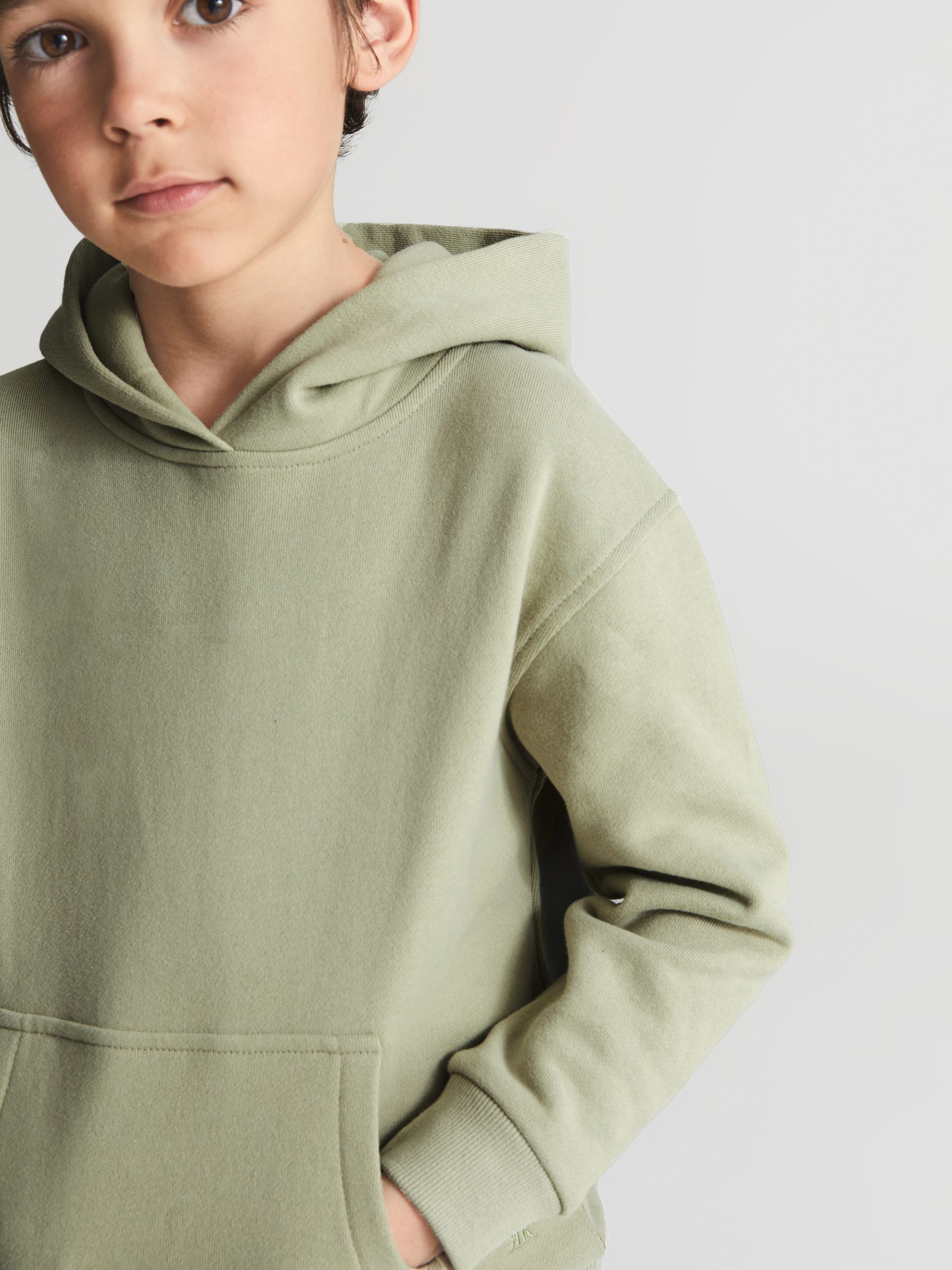 Oversized Cotton Jersey Hoodie in Sage - Image 1 of 7
