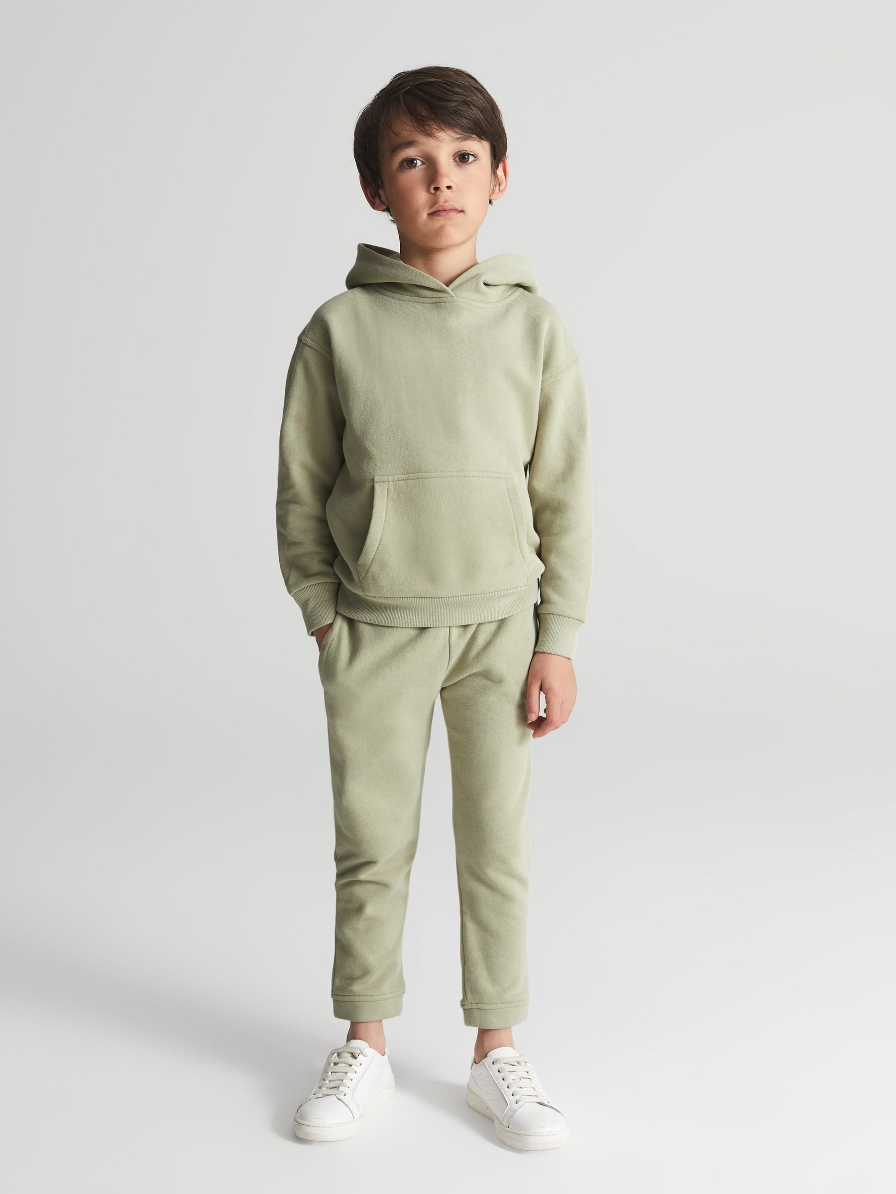Oversized Cotton Jersey Hoodie in Sage - Image 3 of 7