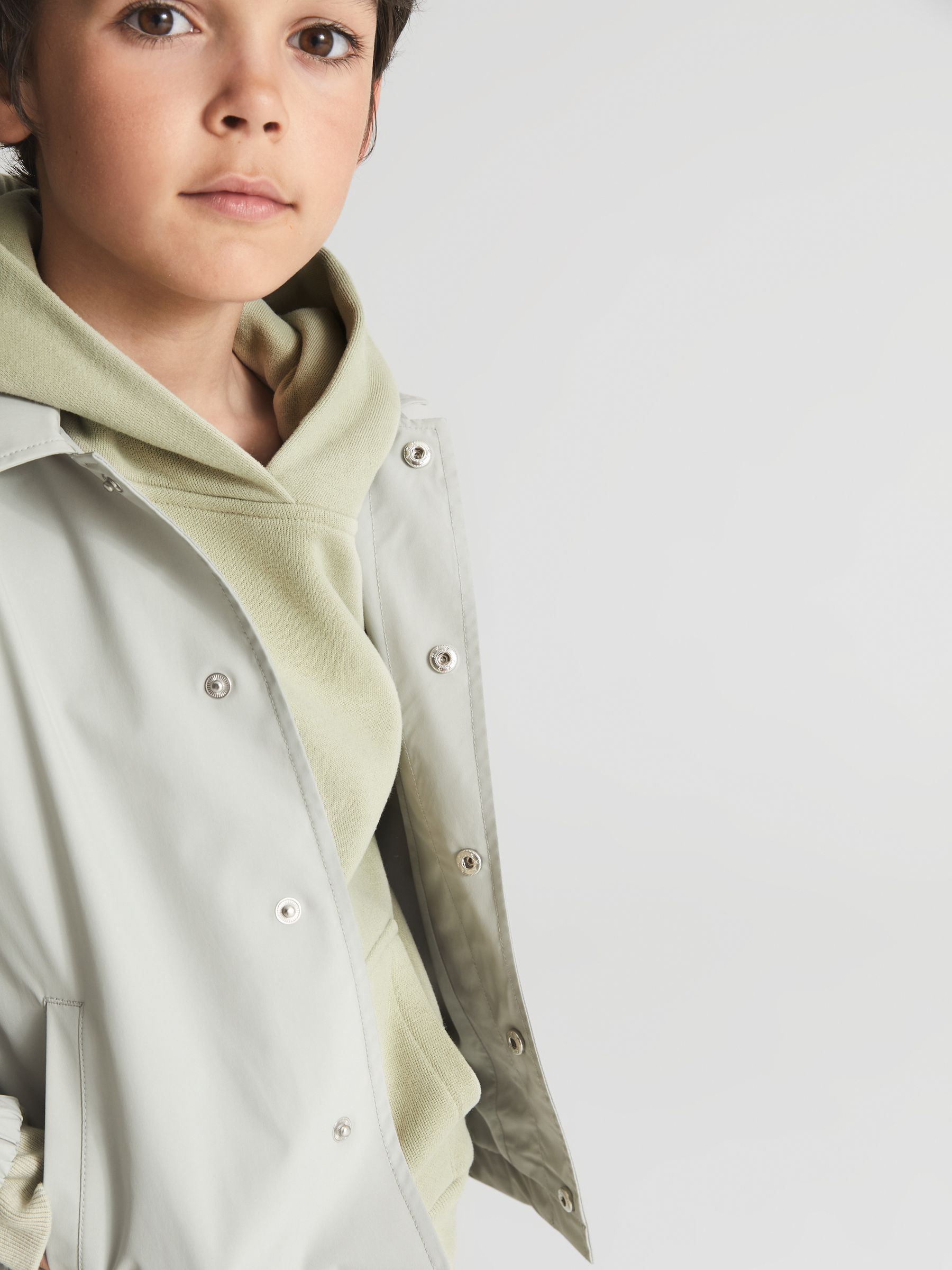 Oversized Cotton Jersey Hoodie in Sage - Image 4 of 7