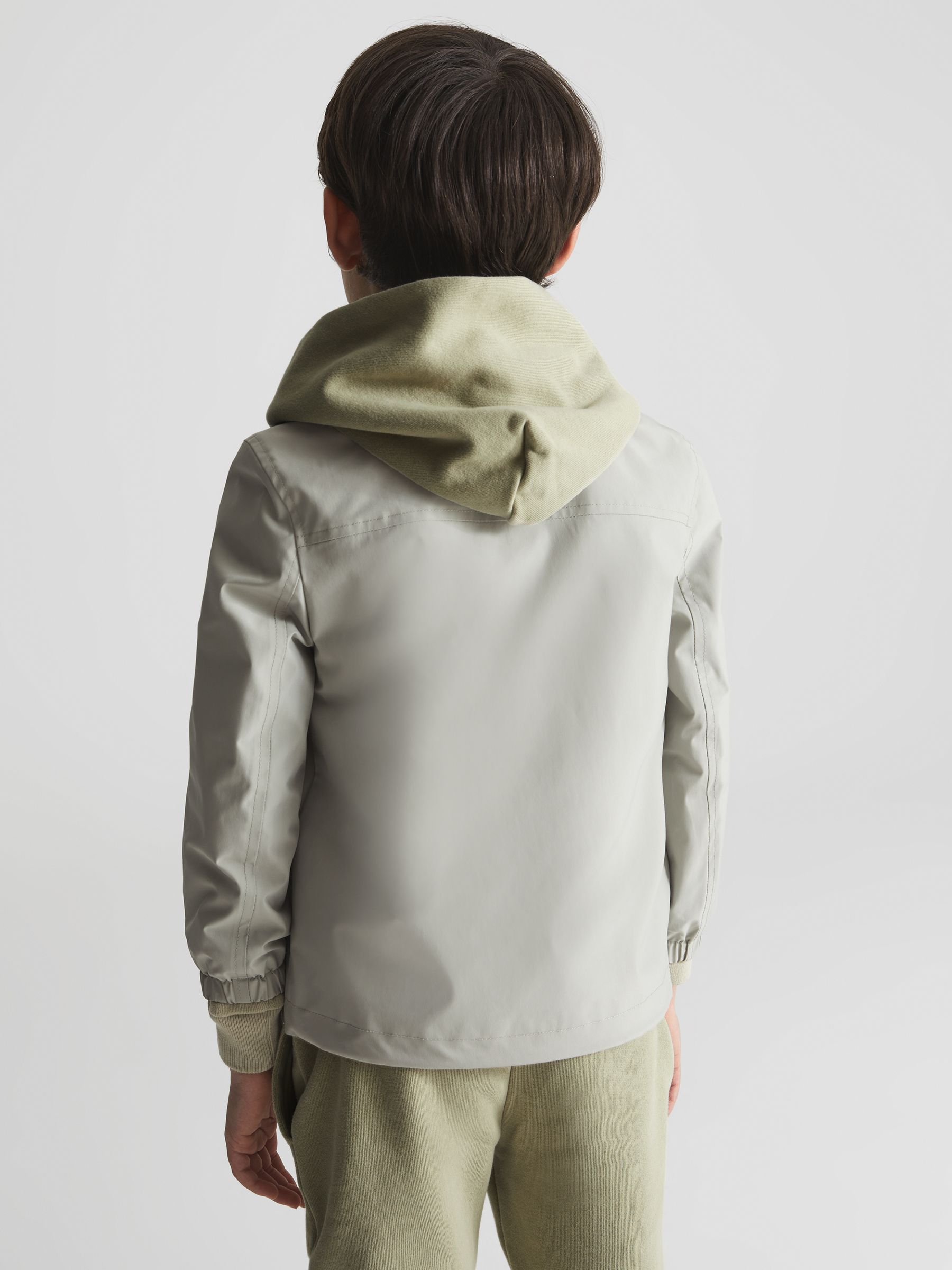 Oversized Cotton Jersey Hoodie in Sage - Image 5 of 7