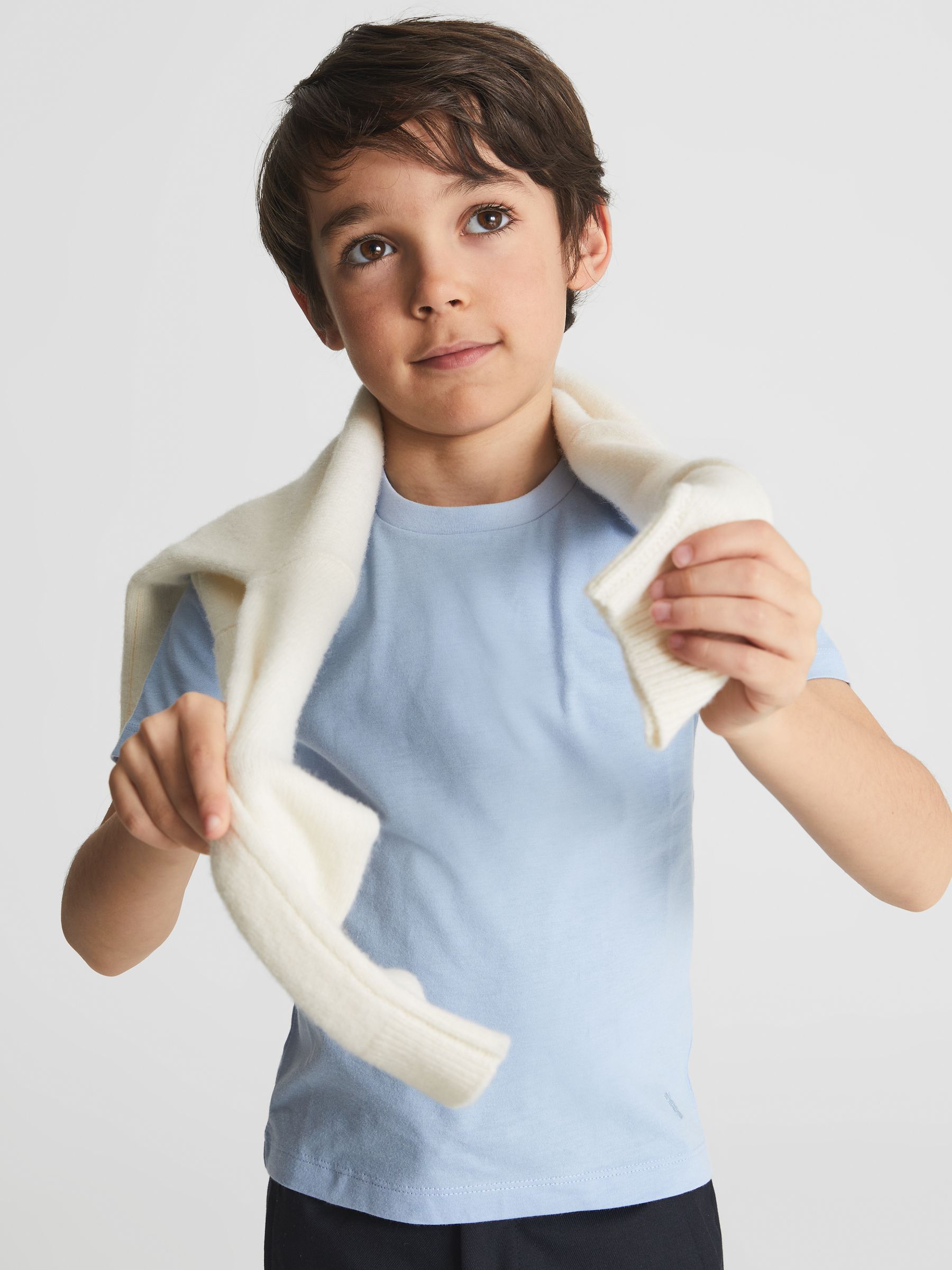 Crew Neck T-shirt in Soft Blue - Image 1 of 6