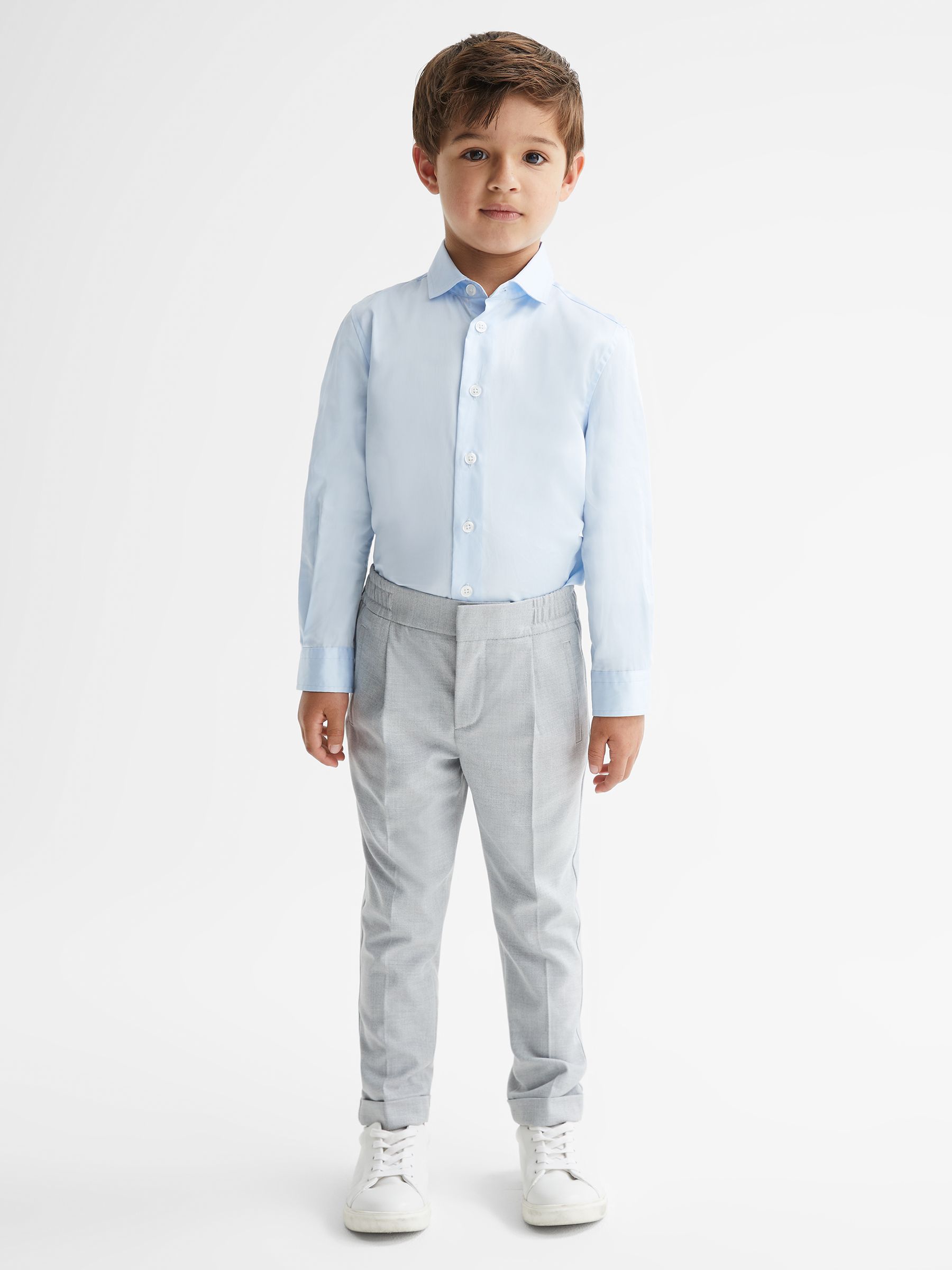Junior Slim Fit Formal Shirt in Mid Blue - Image 3 of 6