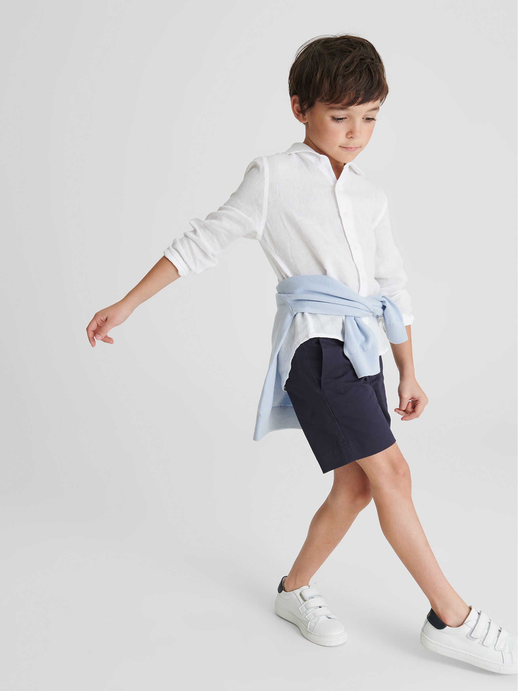 Long Sleeve Linen Shirt in White - Image 1 of 6