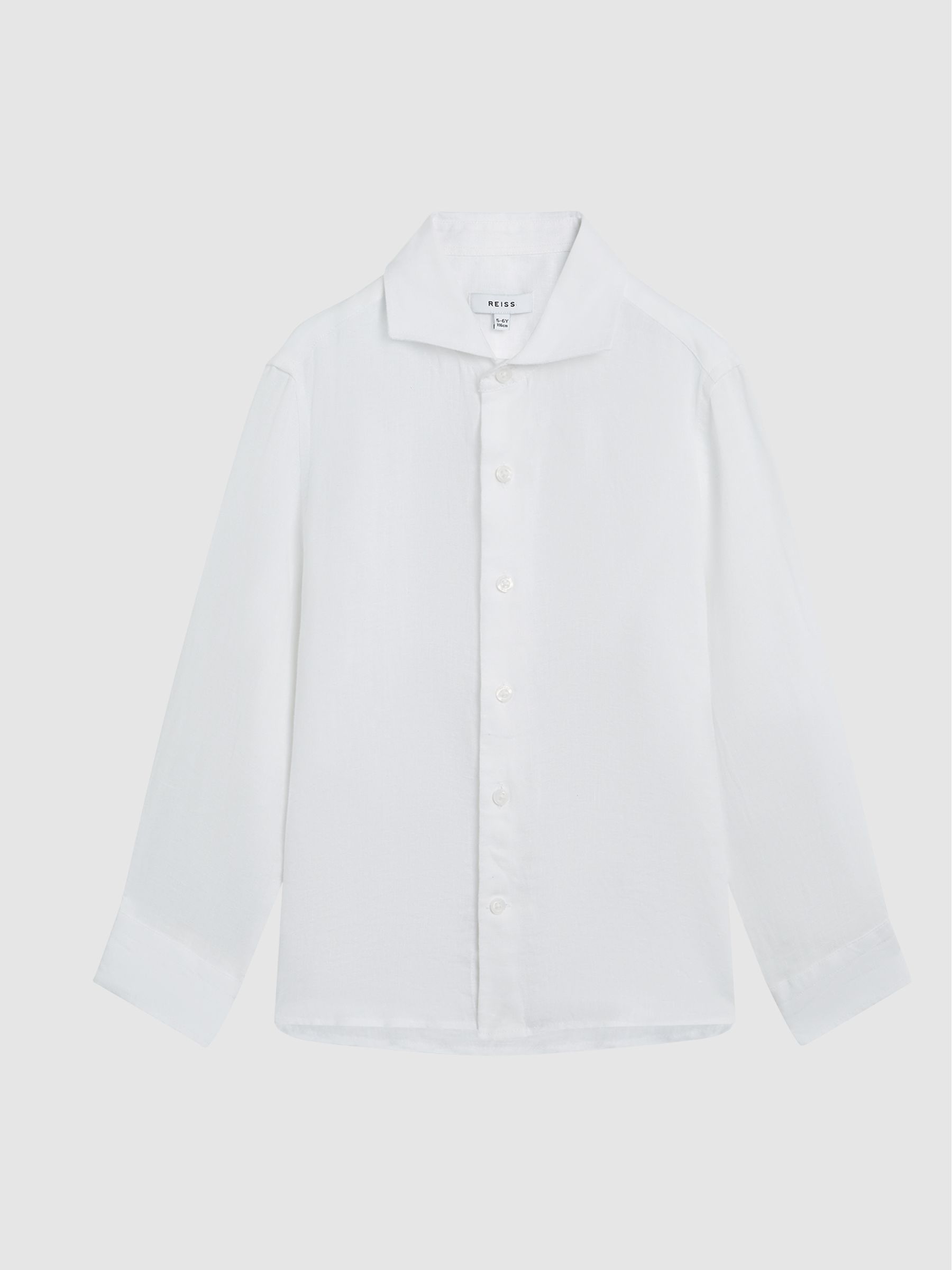 Long Sleeve Linen Shirt in White - Image 2 of 6