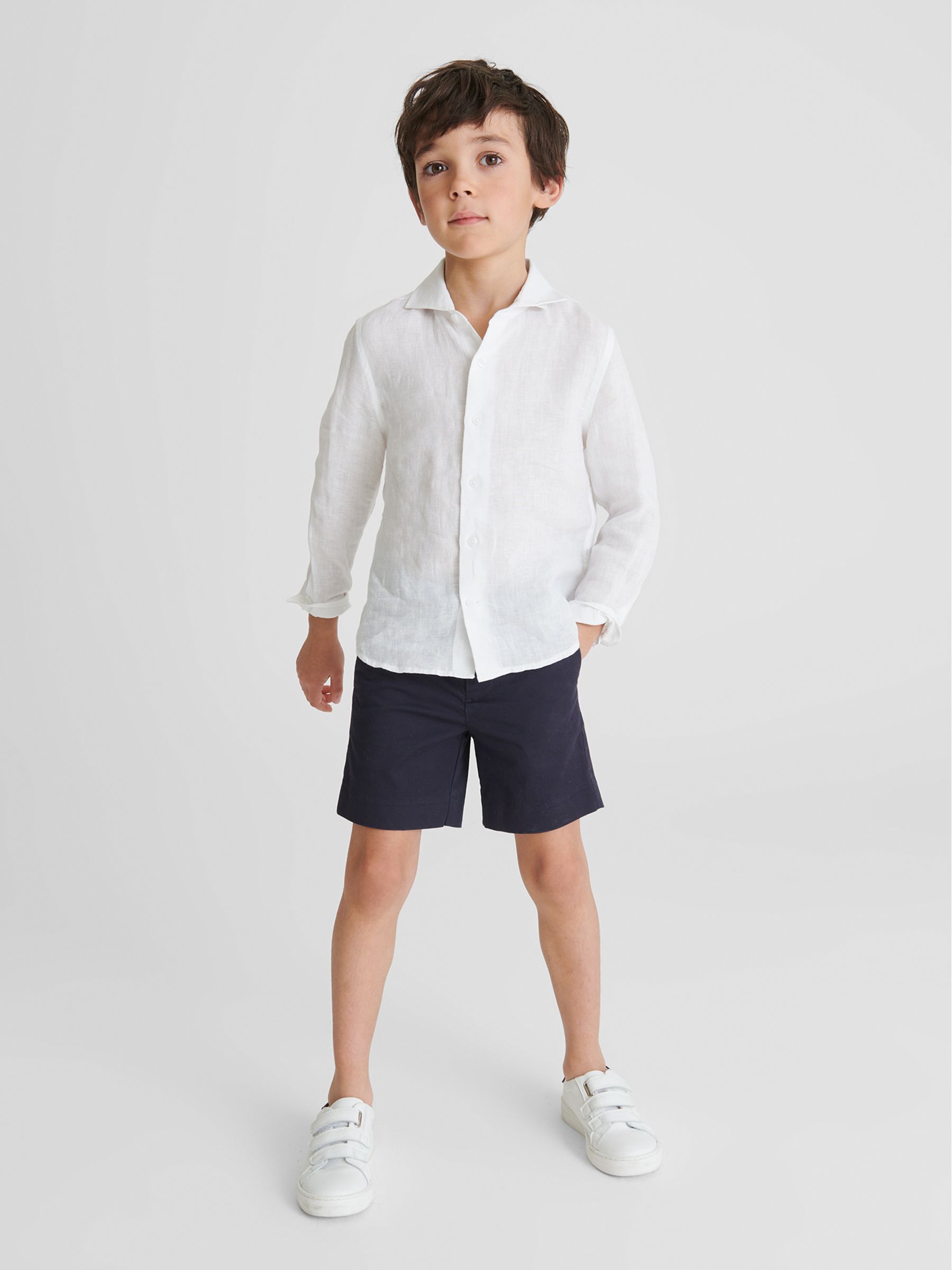 Long Sleeve Linen Shirt in White - Image 3 of 6
