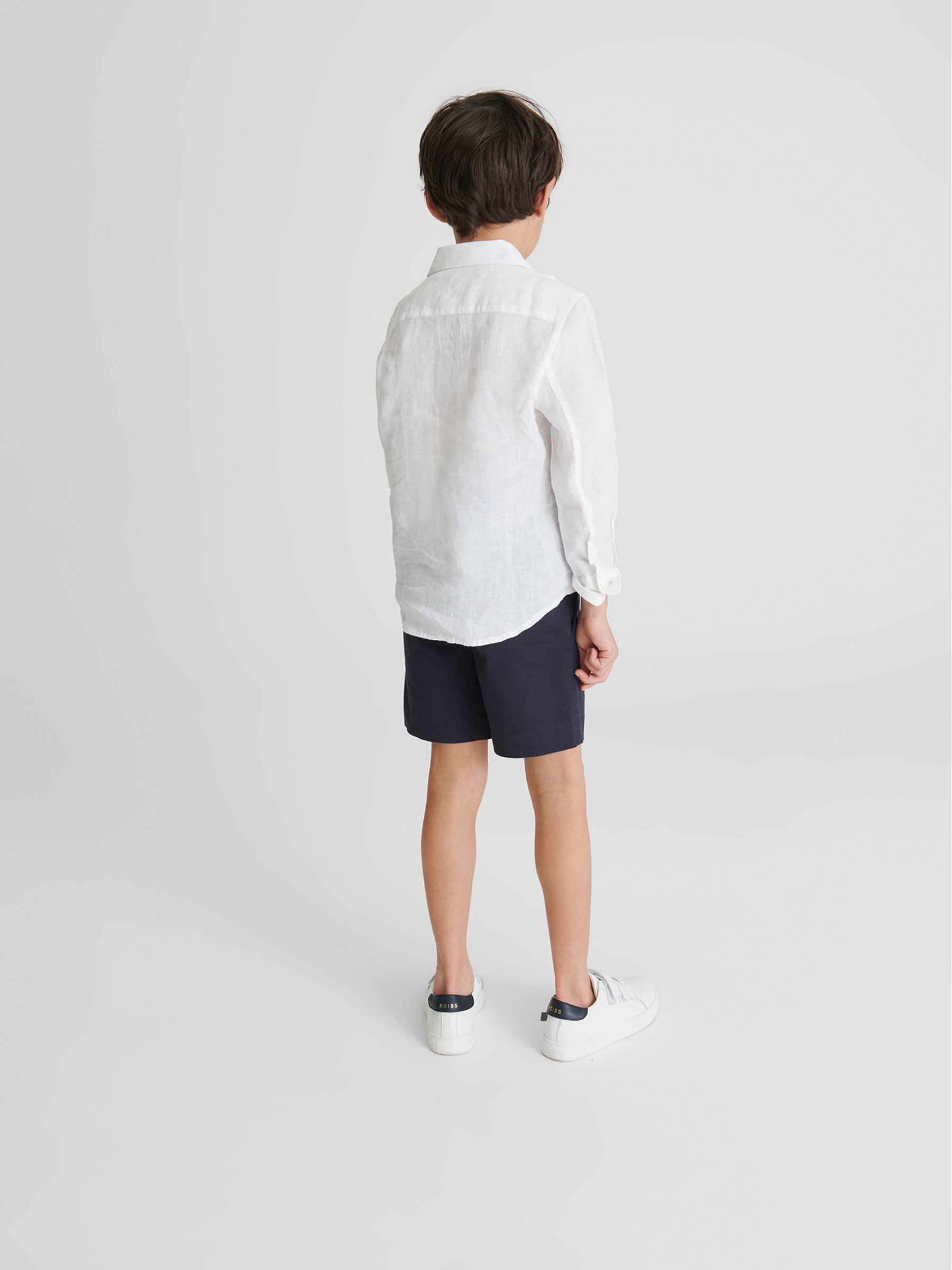 Long Sleeve Linen Shirt in White - Image 5 of 6