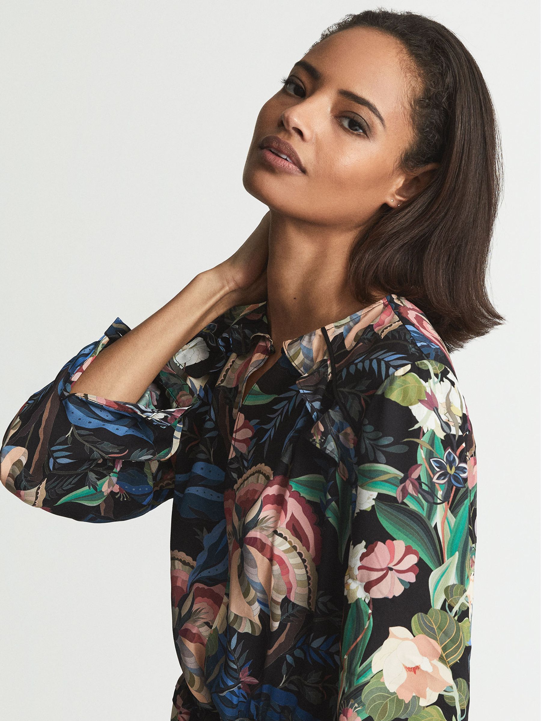 Floral Print Flippy Dress in Black Print - Image 3 of 5