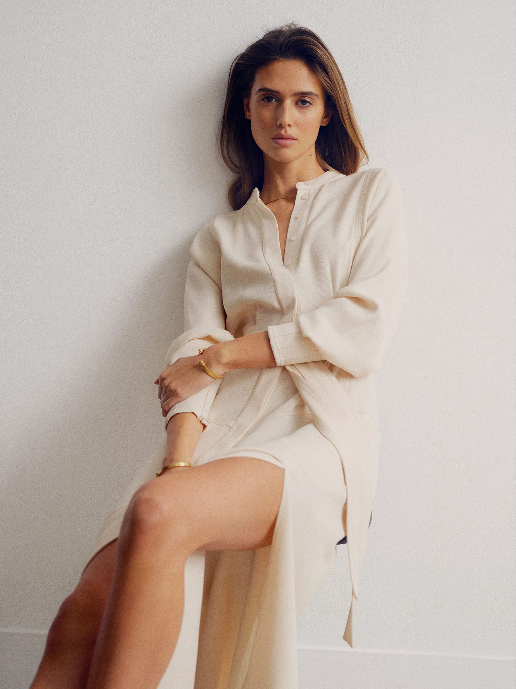 Regular Belted Midi Shirt Dress in Neutral - Image 1 of 7