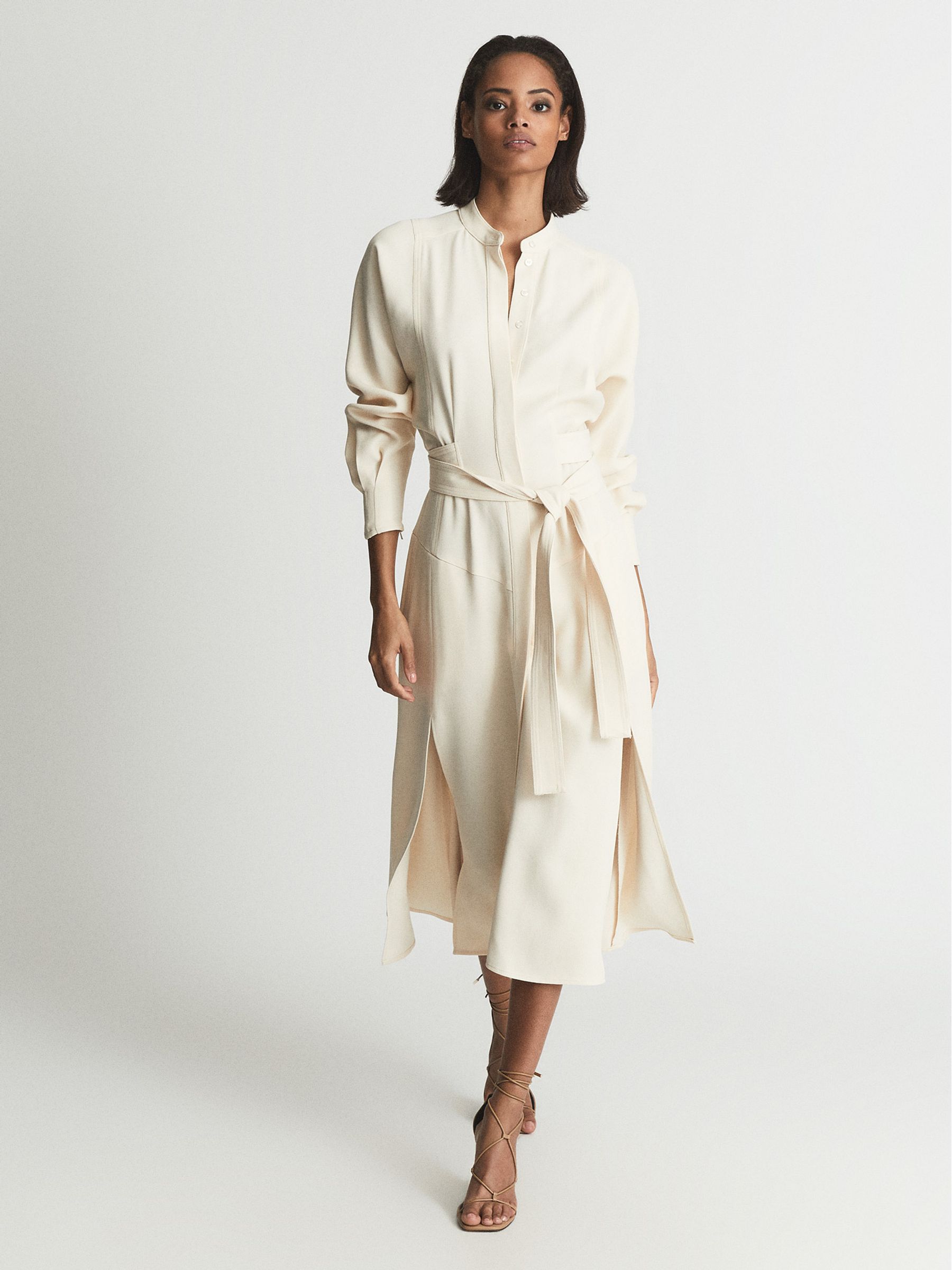 Regular Belted Midi Shirt Dress in Neutral - Image 7 of 7