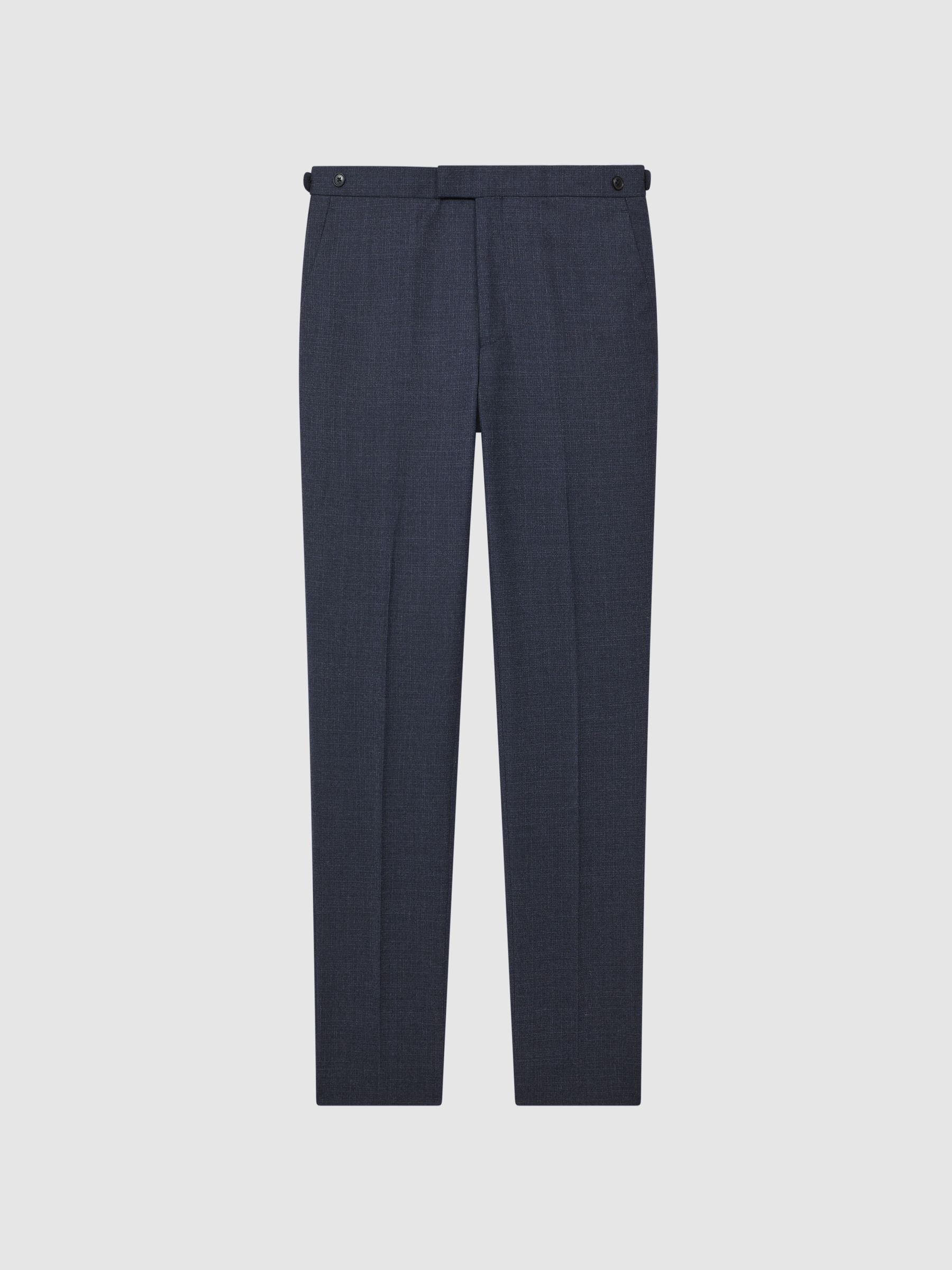 Textured Slim Fit Trousers in Navy - Image 2 of 6