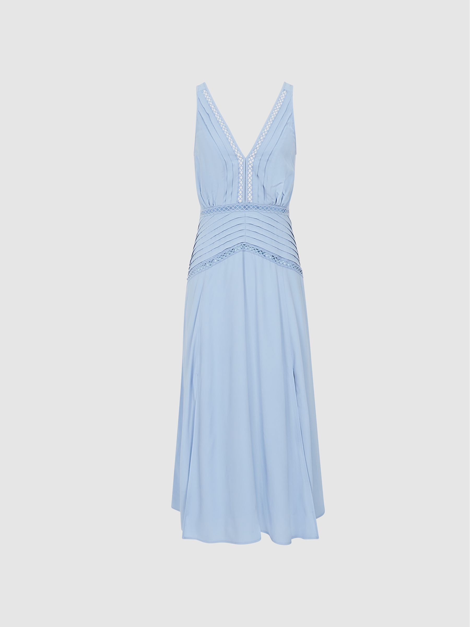 Lace Trim Midi Dress in Blue - Image 2 of 6