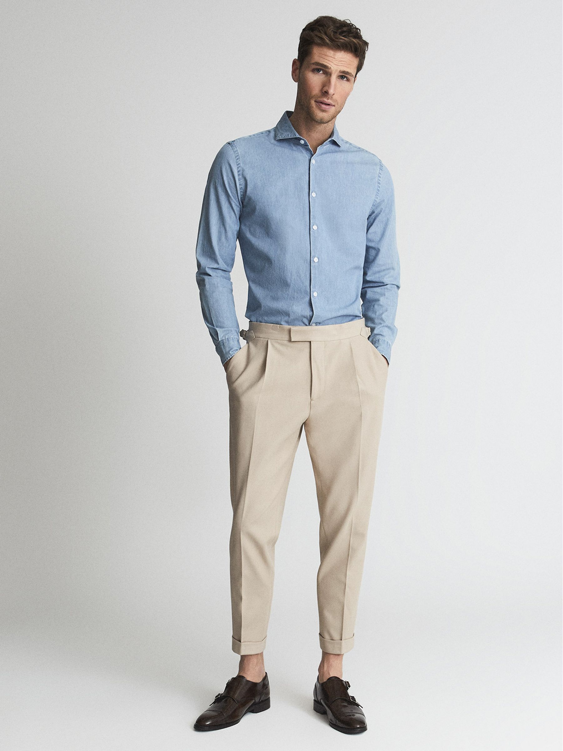 Relaxed Fit Twill Trousers in Stone - Image 3 of 5