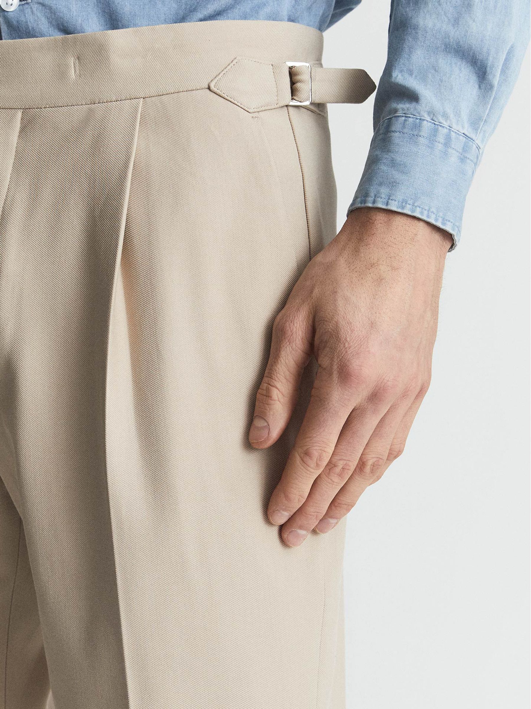 Relaxed Fit Twill Trousers in Stone - Image 4 of 5