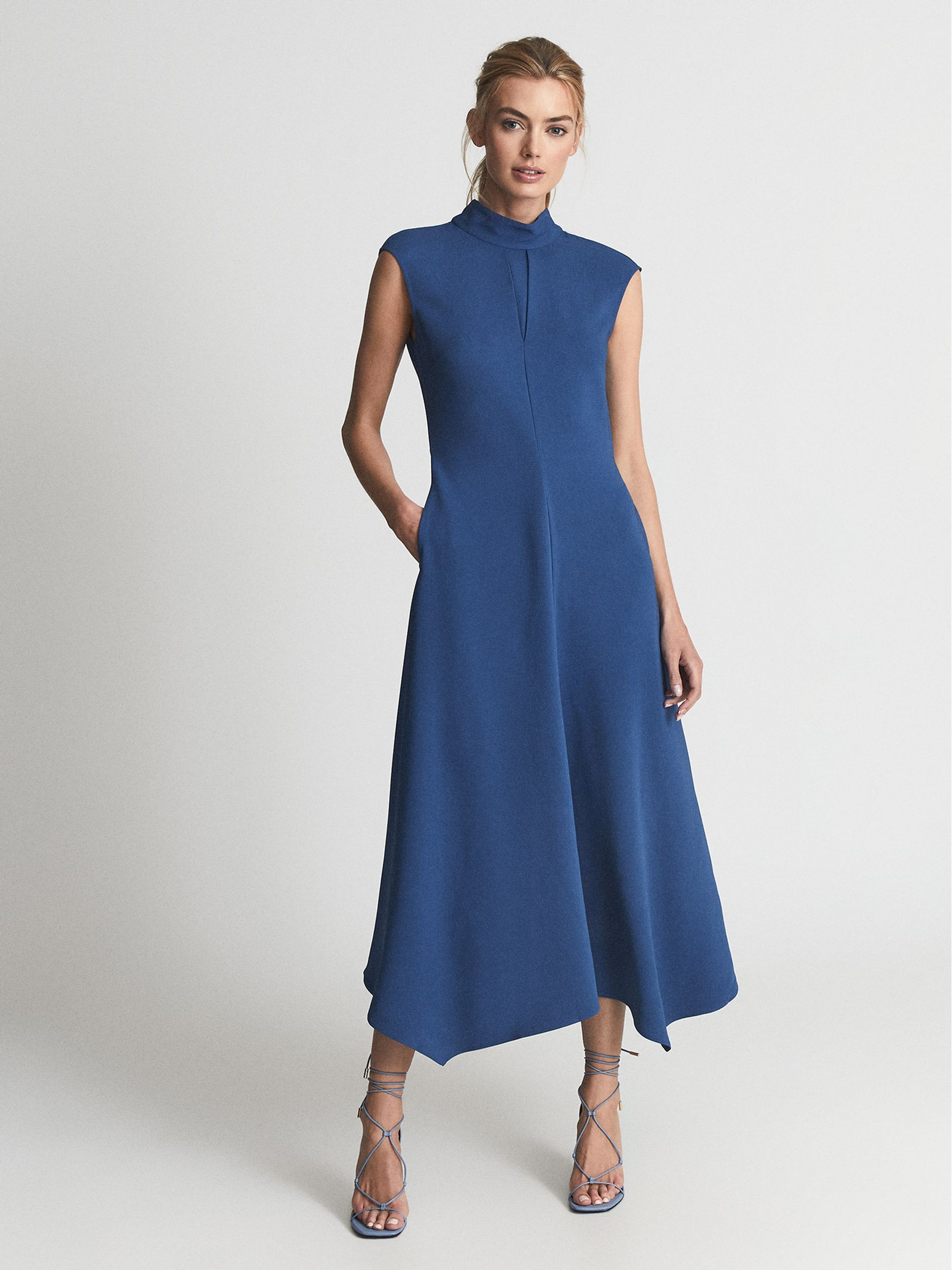 Open Back Midi Dress in Blue - Image 3 of 7