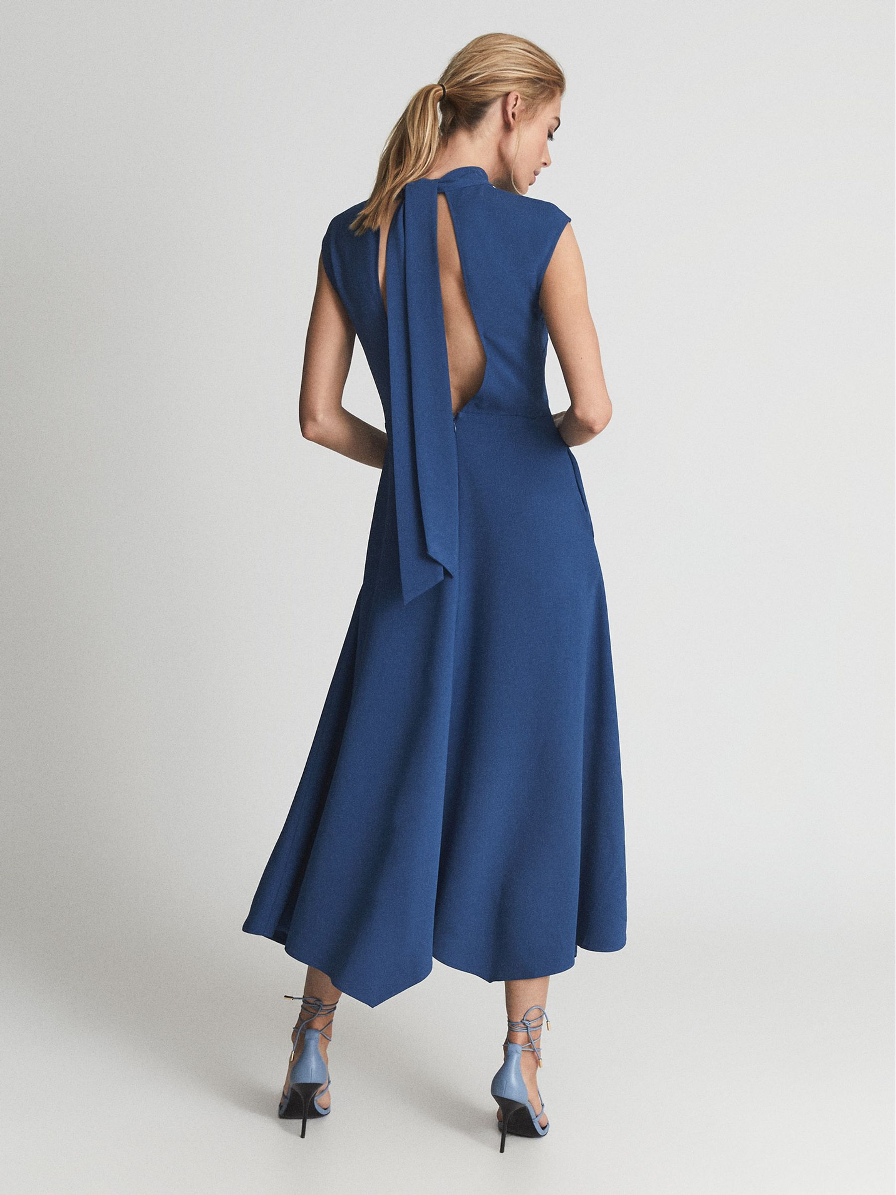 Open Back Midi Dress in Blue - Image 5 of 7