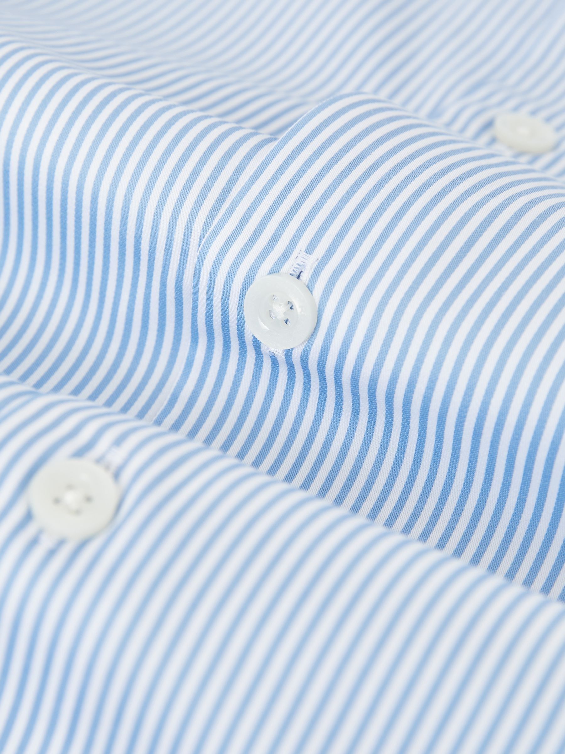 Slim Fit Cotton Sateen Shirt in Blue Stripe - Image 8 of 8