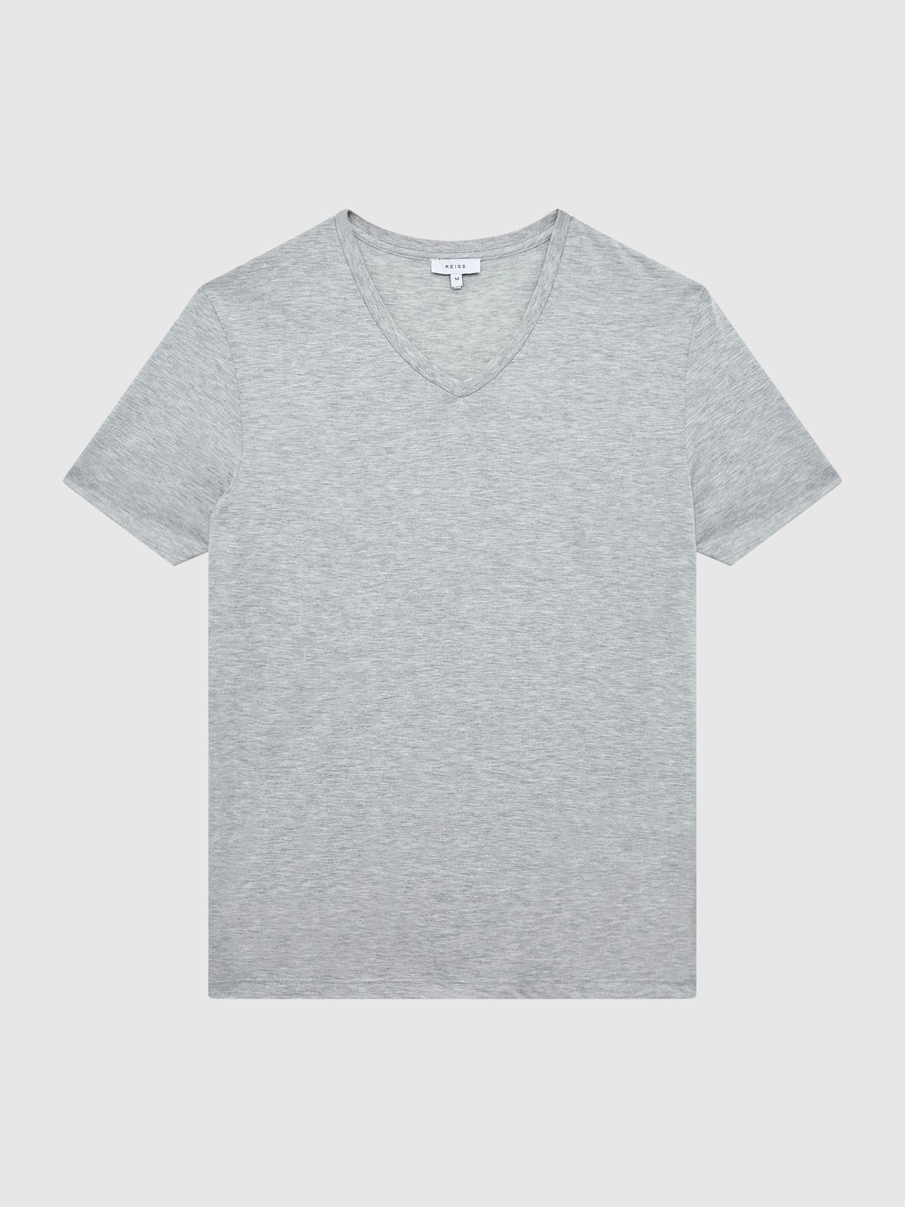 Regular Fit V-Neck T-Shirt in Grey Marl - Image 2 of 6