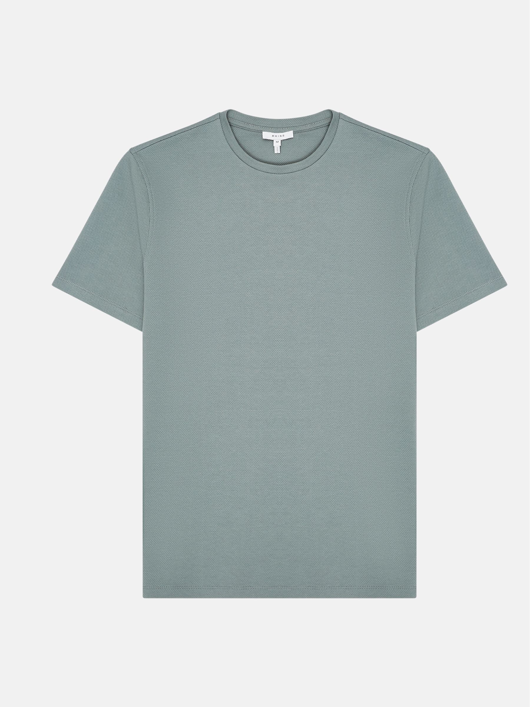 Honeycomb Crew Neck T-shirt in Sage - Image 2 of 5