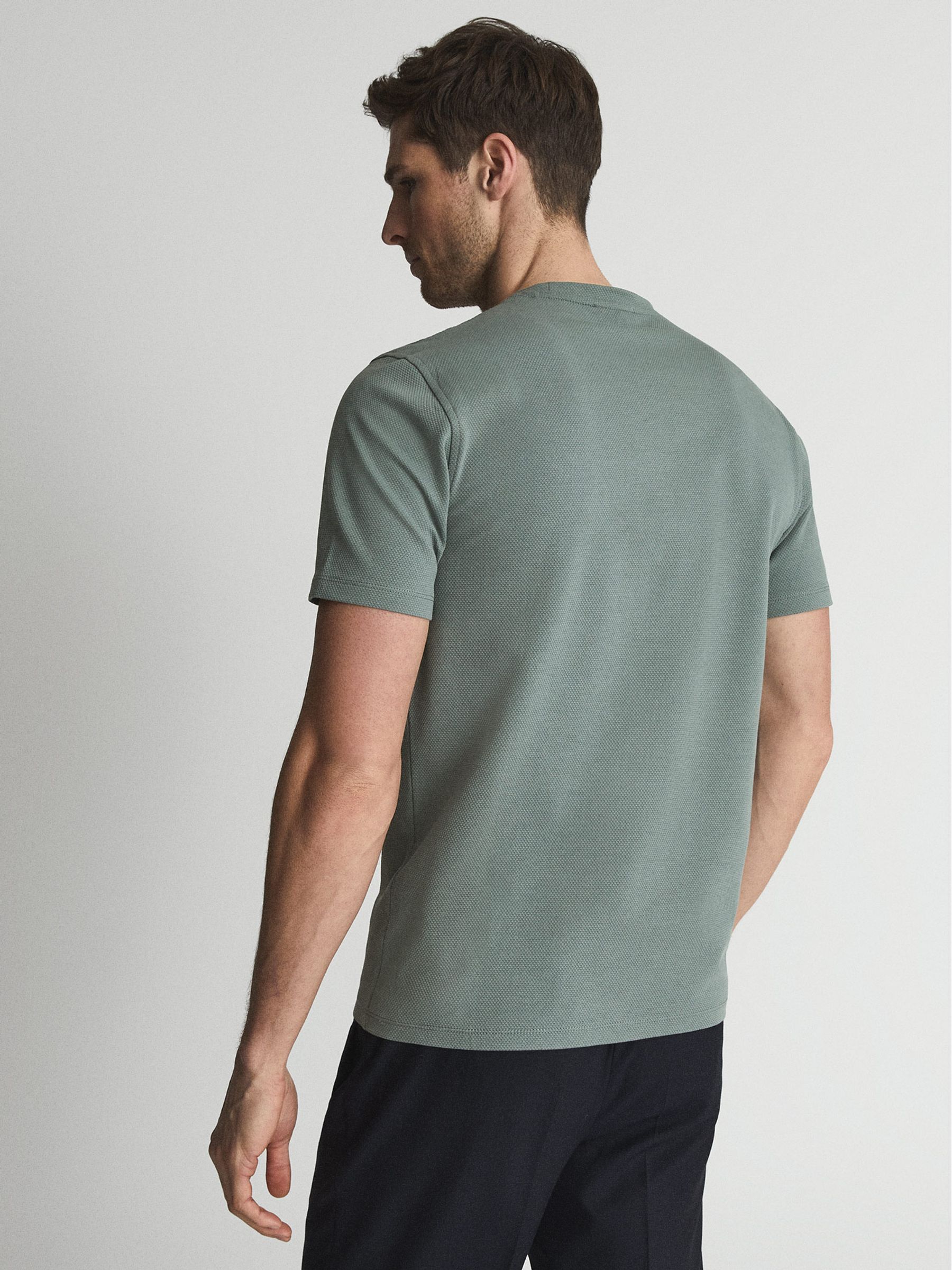 Honeycomb Crew Neck T-shirt in Sage - Image 5 of 5