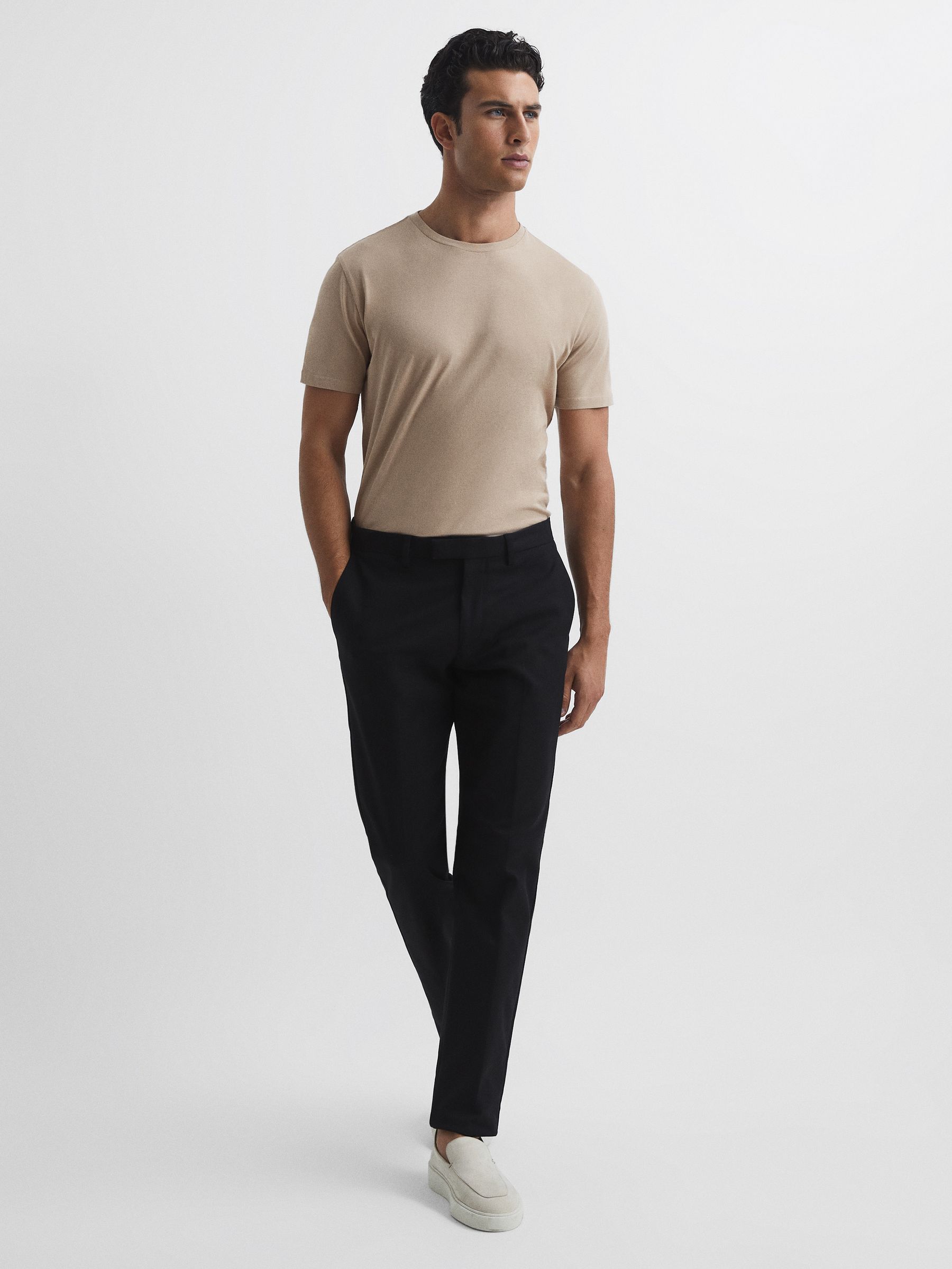 Crew Neck T-shirt in Stone - Image 3 of 6