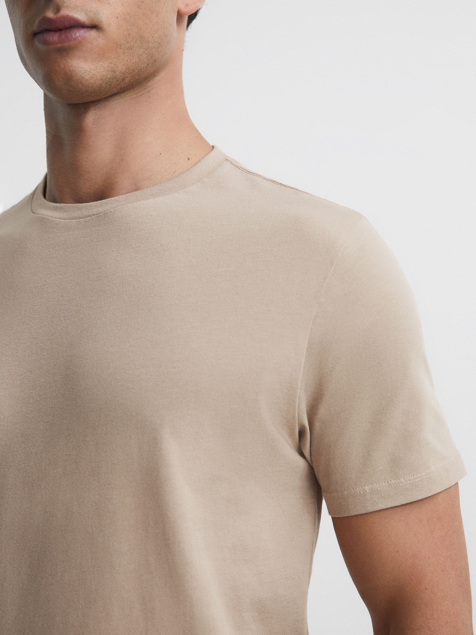 Crew Neck T-shirt in Stone - Image 4 of 6