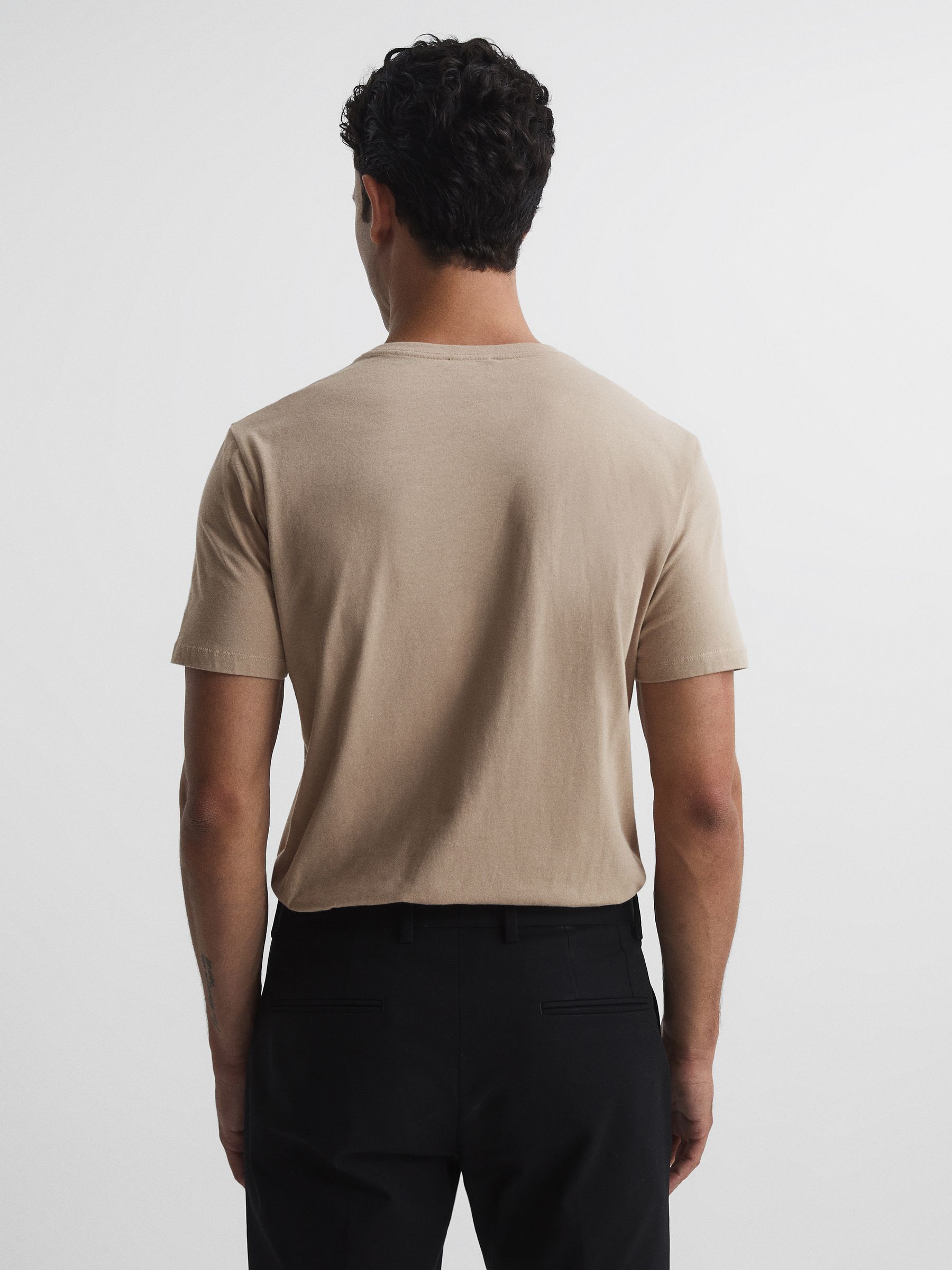 【送料&関税込】Stone  Cotton Crew-neck T-shirt Reiss Crew Neck T-shirt in Stone - REISS