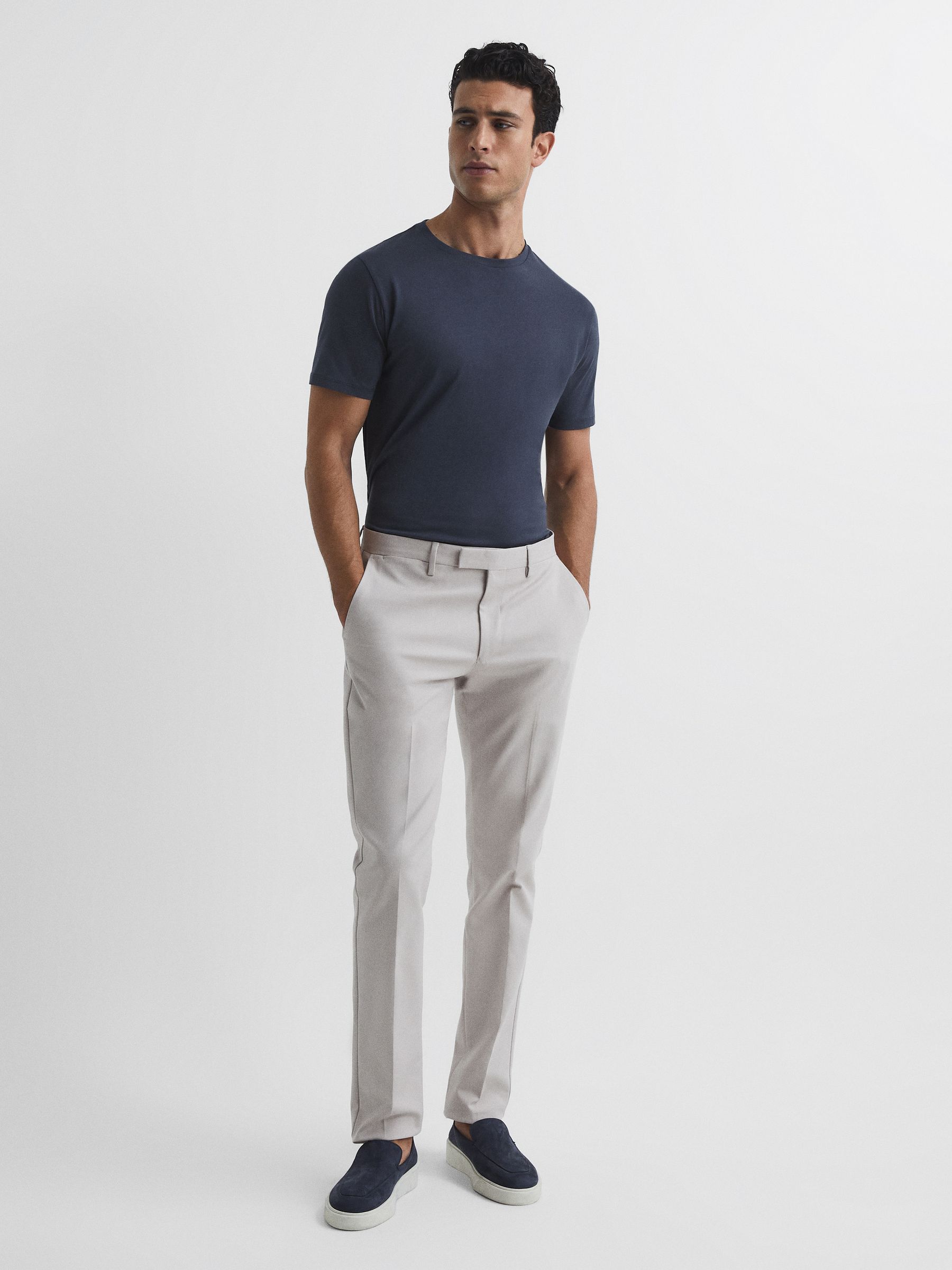 Cotton Crew Neck T-Shirt in Airforce Blue - Image 3 of 7