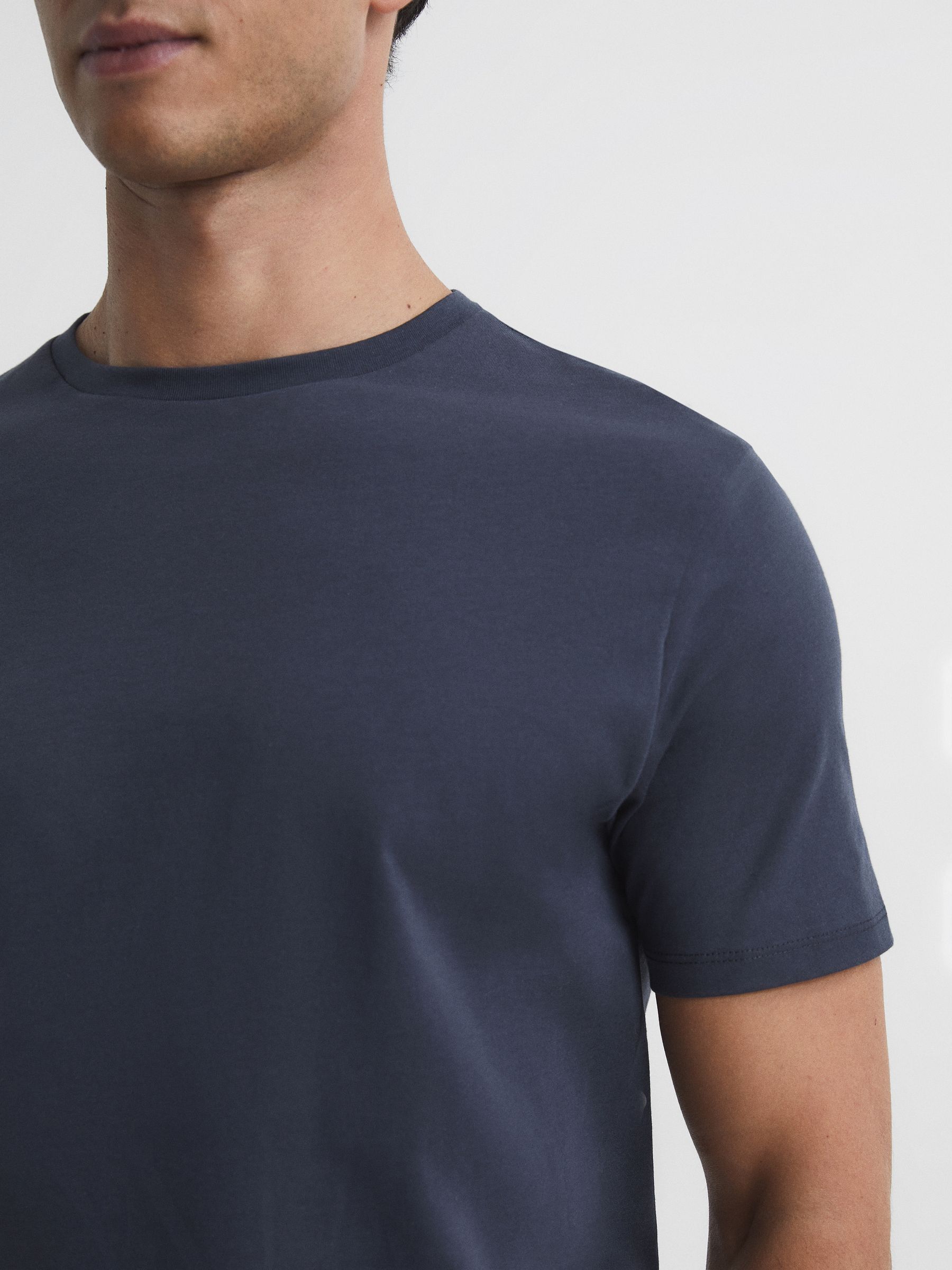 Cotton Crew Neck T-Shirt in Airforce Blue - Image 4 of 7